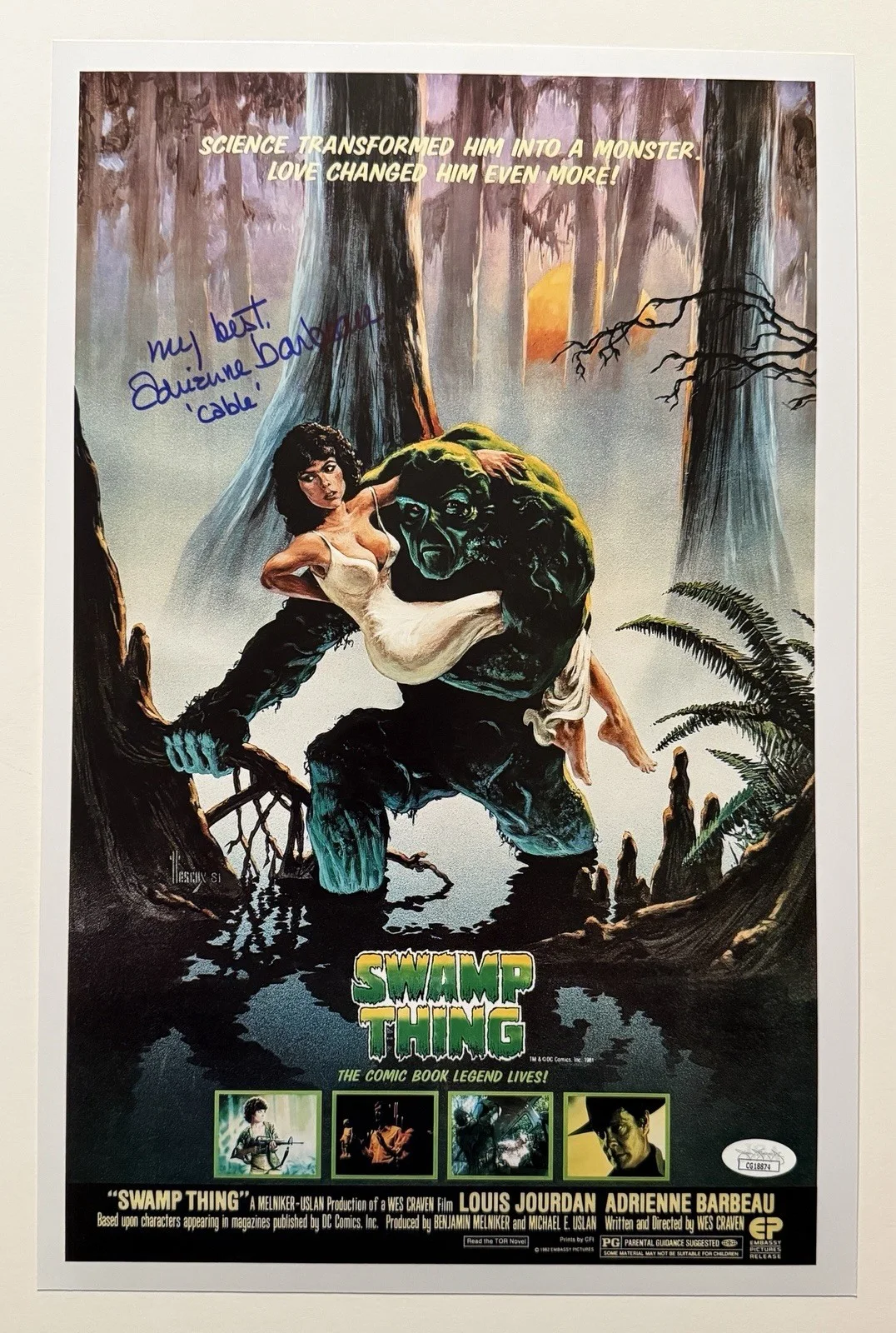 Adrienne Barbeau — Adrienne Barbeau SIGNED 11x17 Swamp Thing Movie Photo EXACT PROOF JSA COA A