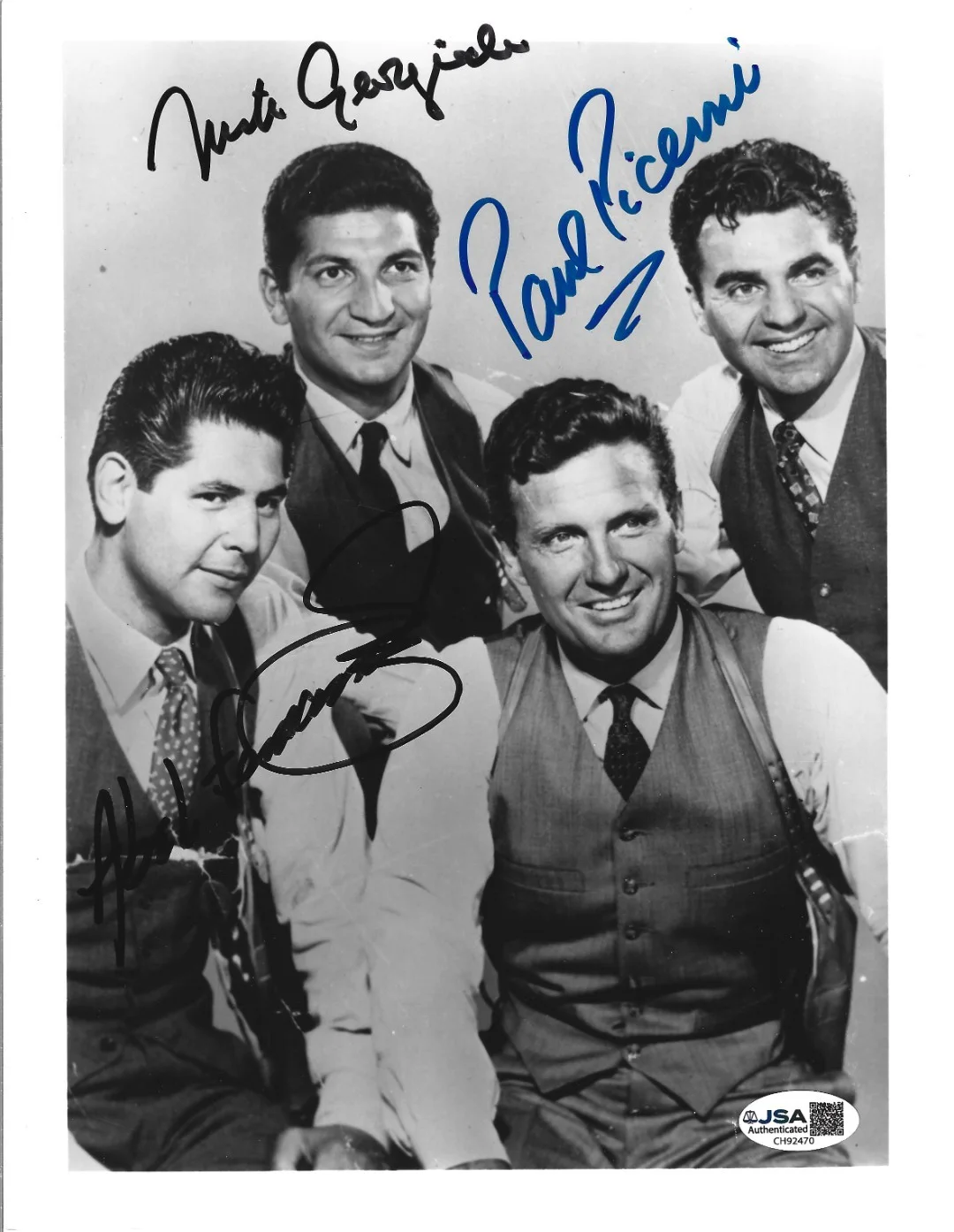 Abel Fernandez, Paul Picerni, Nicholas Georgiade — The Untouchables cast SIGNED Promo Photo JSA COA Autographed Abel Paul Nicholas