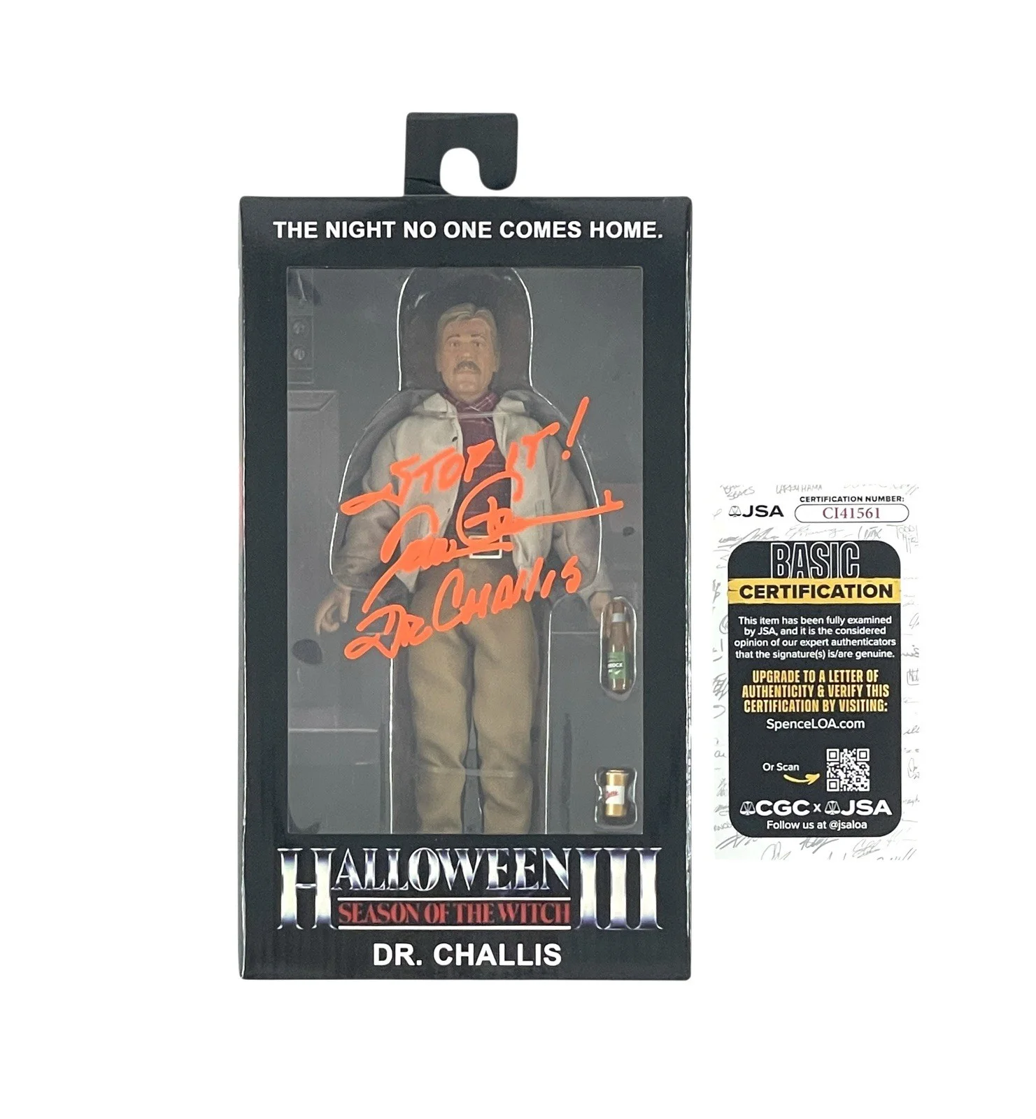 Tom Atkins — Halloween III Season of the Witch Signed NECA Figure Tom Atkins “Stop It!” Quote
