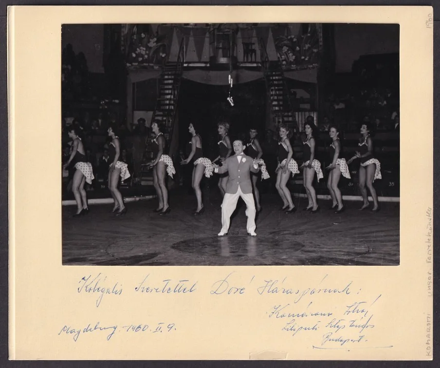 "2 Hortinis" Italian Hand to Hand Acrobatic Duo signed card with picture, image 2