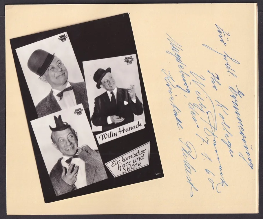 Evelyn Hanack German singer & stage performer 1960 signed card with picture, изображение 2