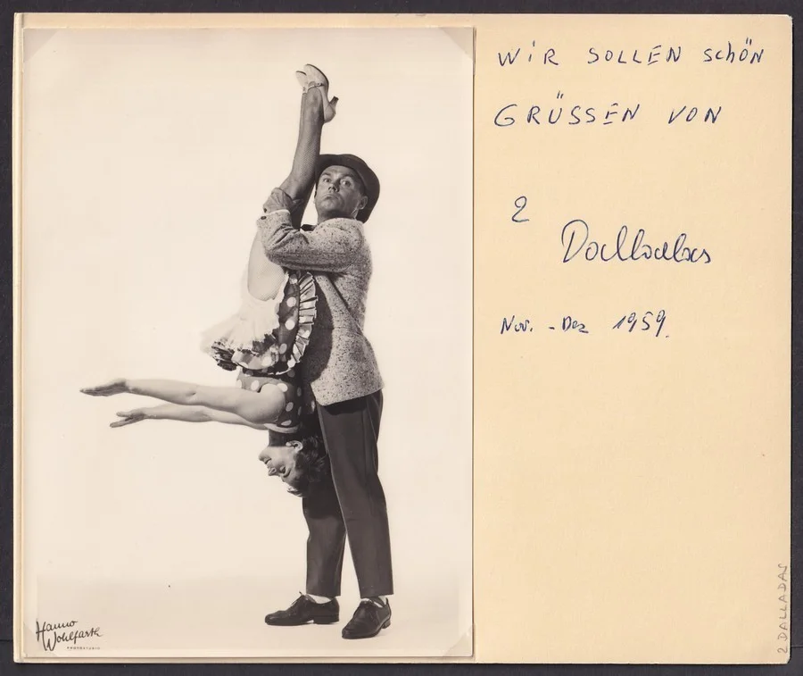 "Trio Alaska" German Comedy & Acrobatic Duo signed card with picture, изображение 2