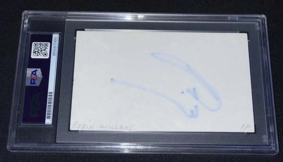 Robin Williams Signed 3x5 Index Card PSA Slabbed Legendary Actor Comedian, image 2