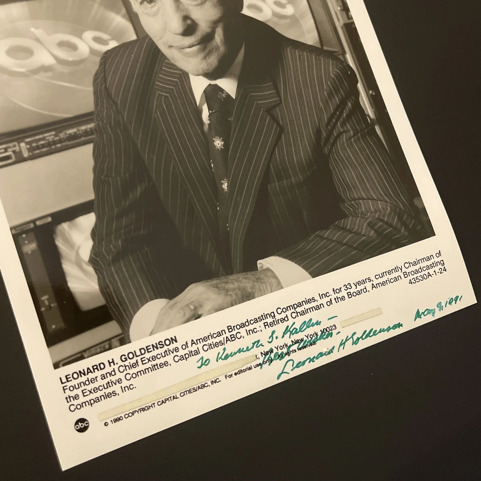 LEONARD GOLDENSON Chief Executive ABC: Hand Signed Celebrity Photo 8 x 10” /KSK, изображение 4