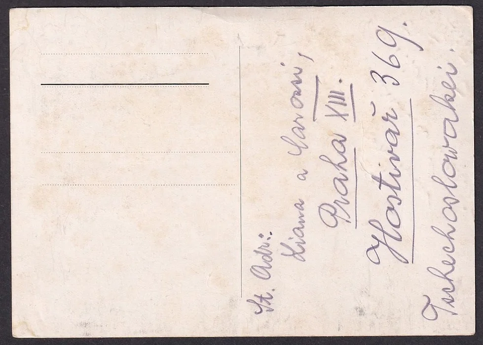 Liana & Carossi Czechoslovak performance duo signed postcard, image 2