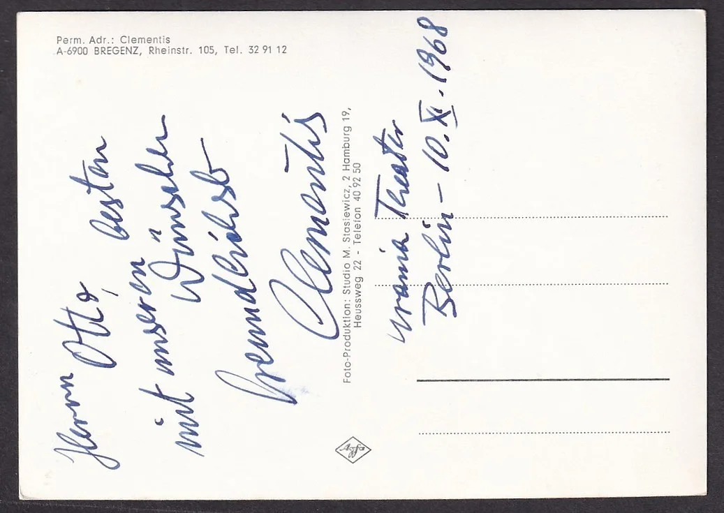 Clementis Cycling Stars entertainment on bicycles signed postcard Berlin 1968, изображение 2