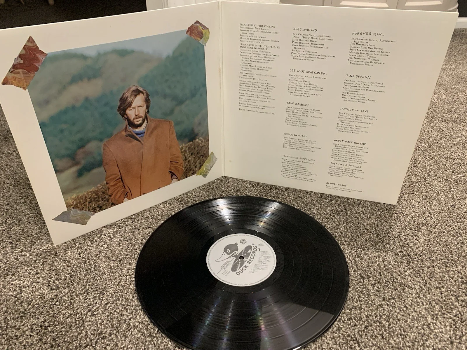 Eric Clapton Signed “Behind the Sun” Vinyl LP Autographed Cover Dated 1990, image 2