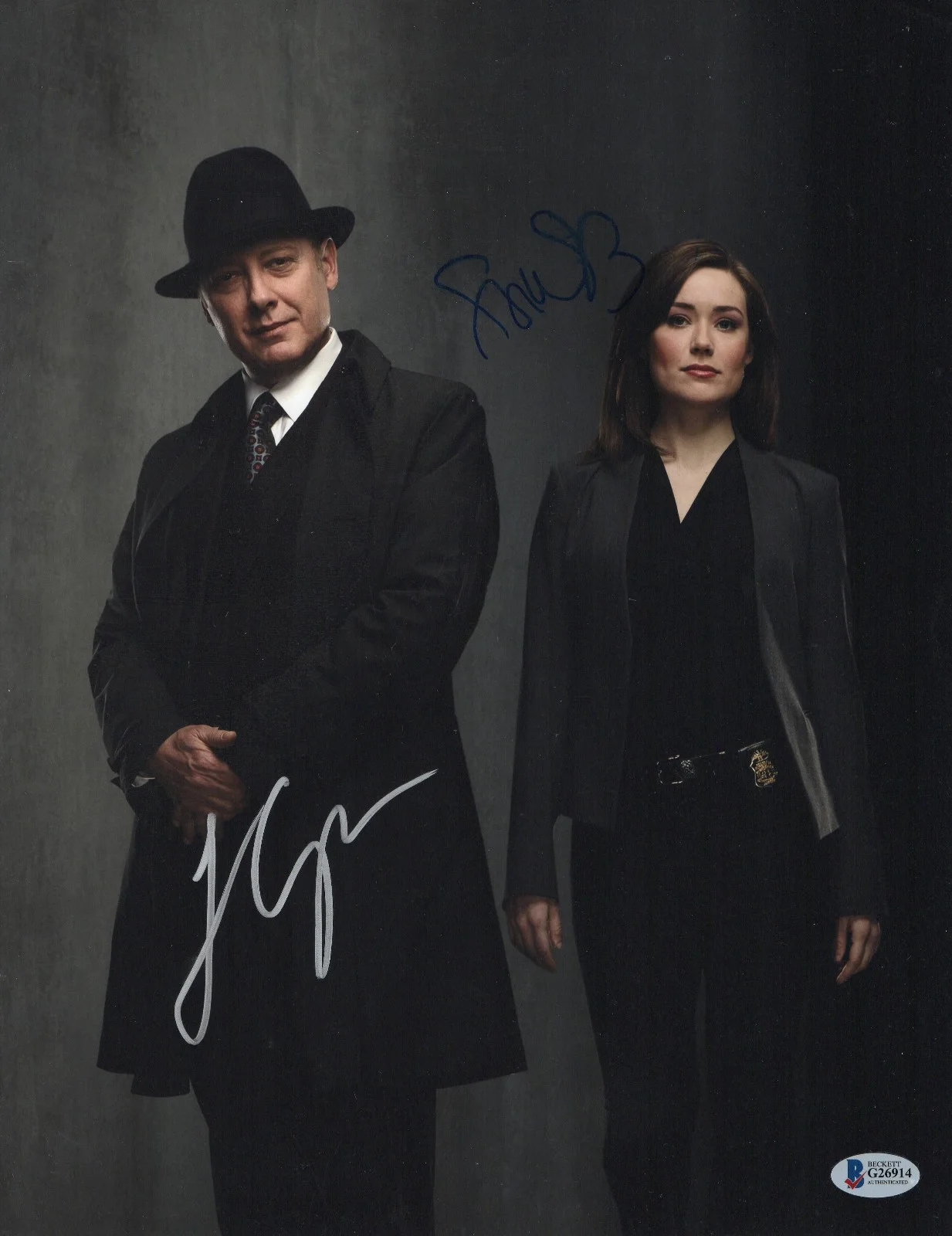JAMES SPADER & MEGAN BOONE — JAMES SPADER MEGAN BOONE SIGNED AUTOGRAPH THE BLACKLIST 11x14 PHOTO BECKETT BAS