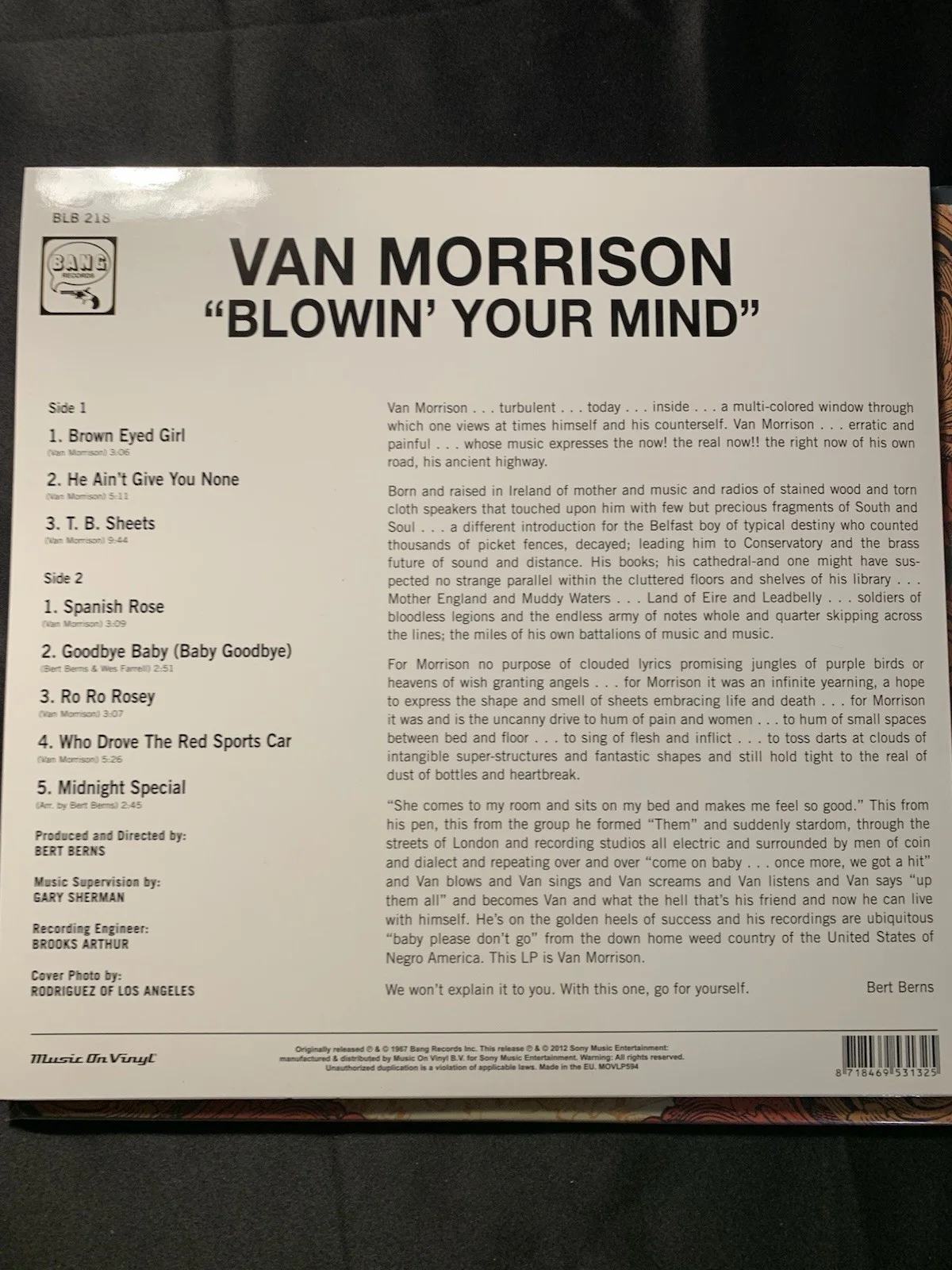 Van Morrison Signed Vinyl Lp Record Blowing Your Mind Brown Eyed Girl, image 2