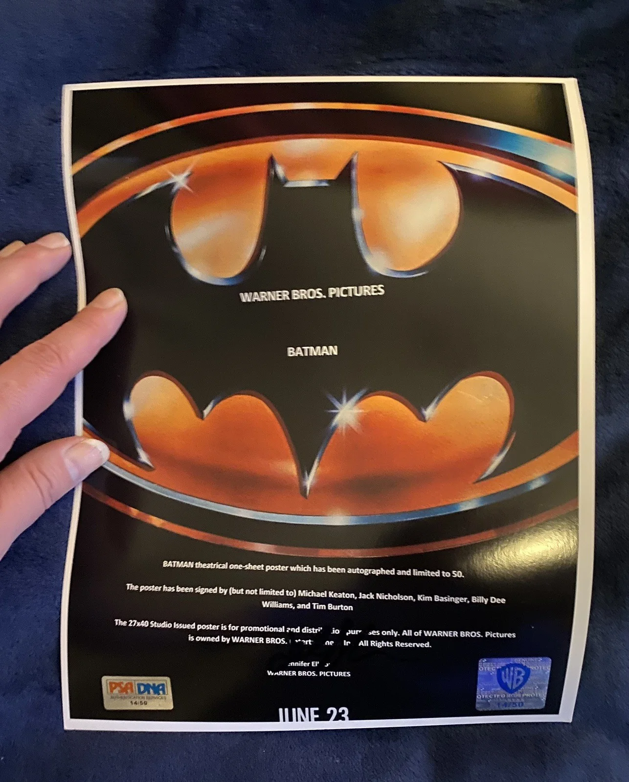 Batman Cast Signed Movie Poster COA 40X27, image 3