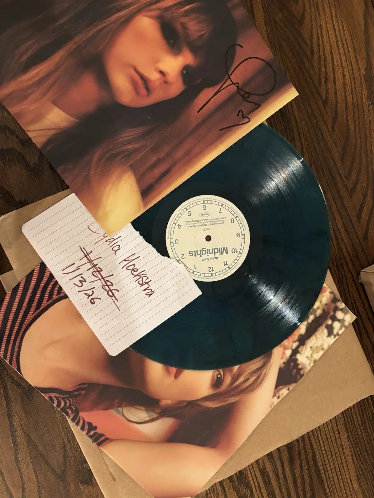 Signed Taylor Swift Midnights Vinyl Jade Green with A Heart! Autographed New, image 2