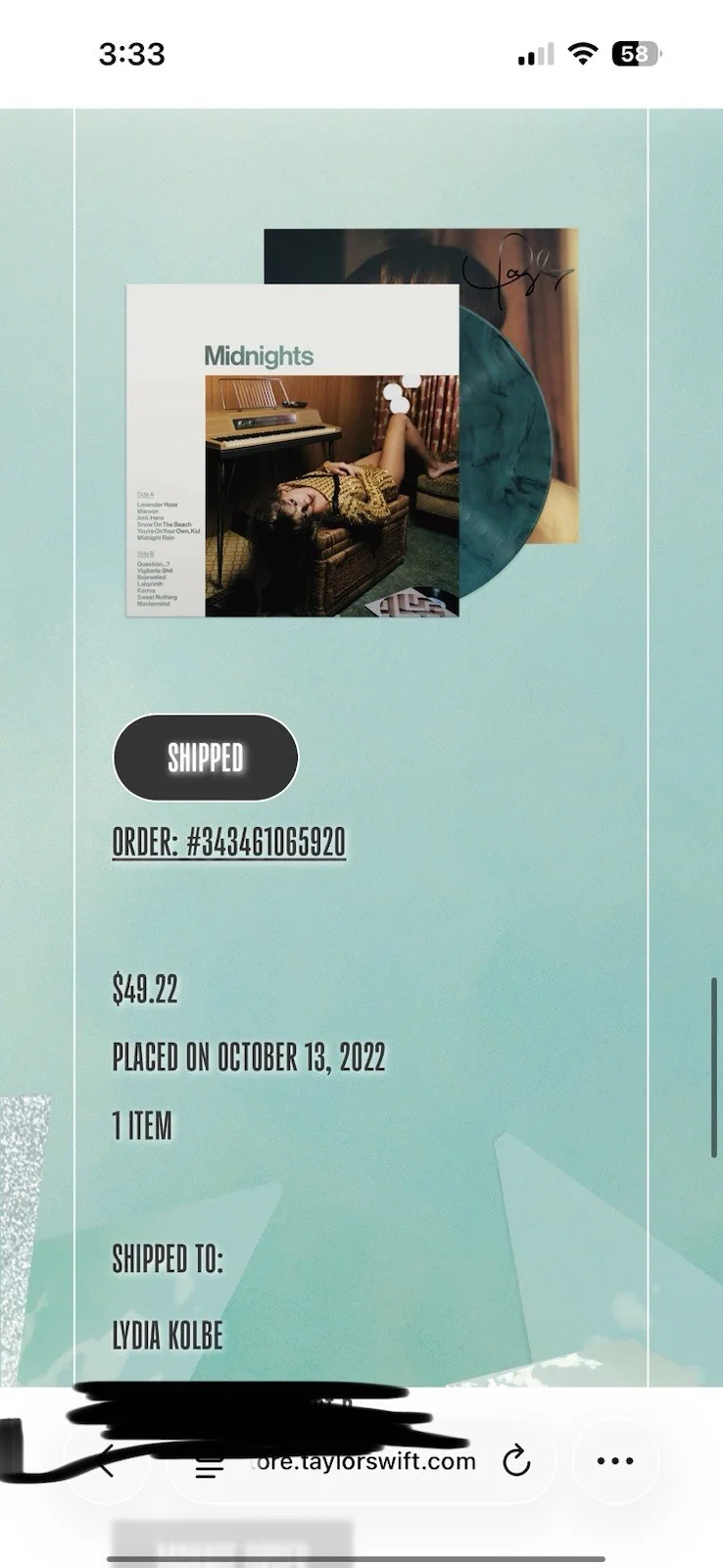Signed Taylor Swift Midnights Vinyl Jade Green with A Heart! Autographed New, image 3