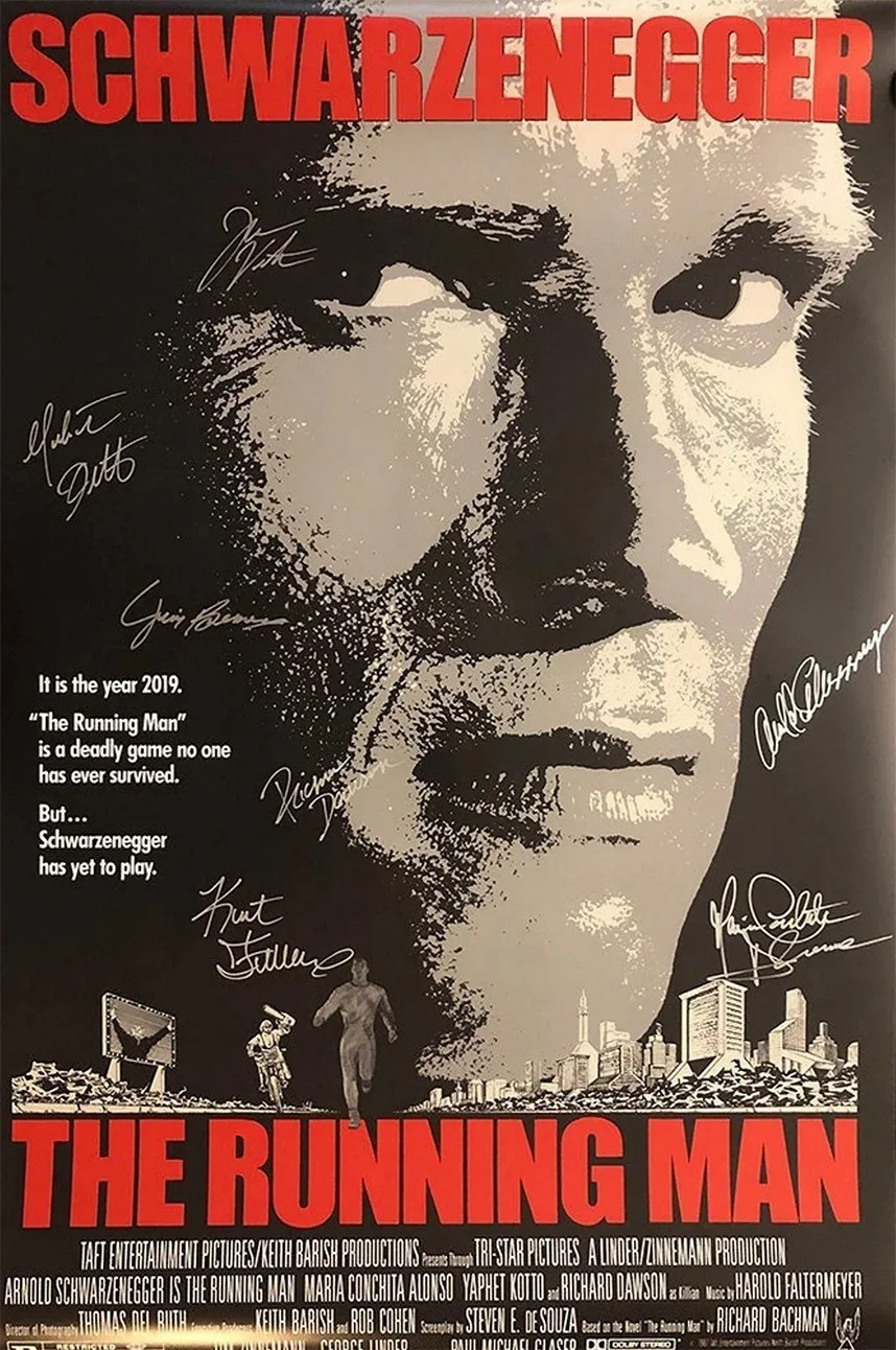 Arnold Schwarzenegger, Maria Conchita Alonso — Signed Collectible The Running Man Poster