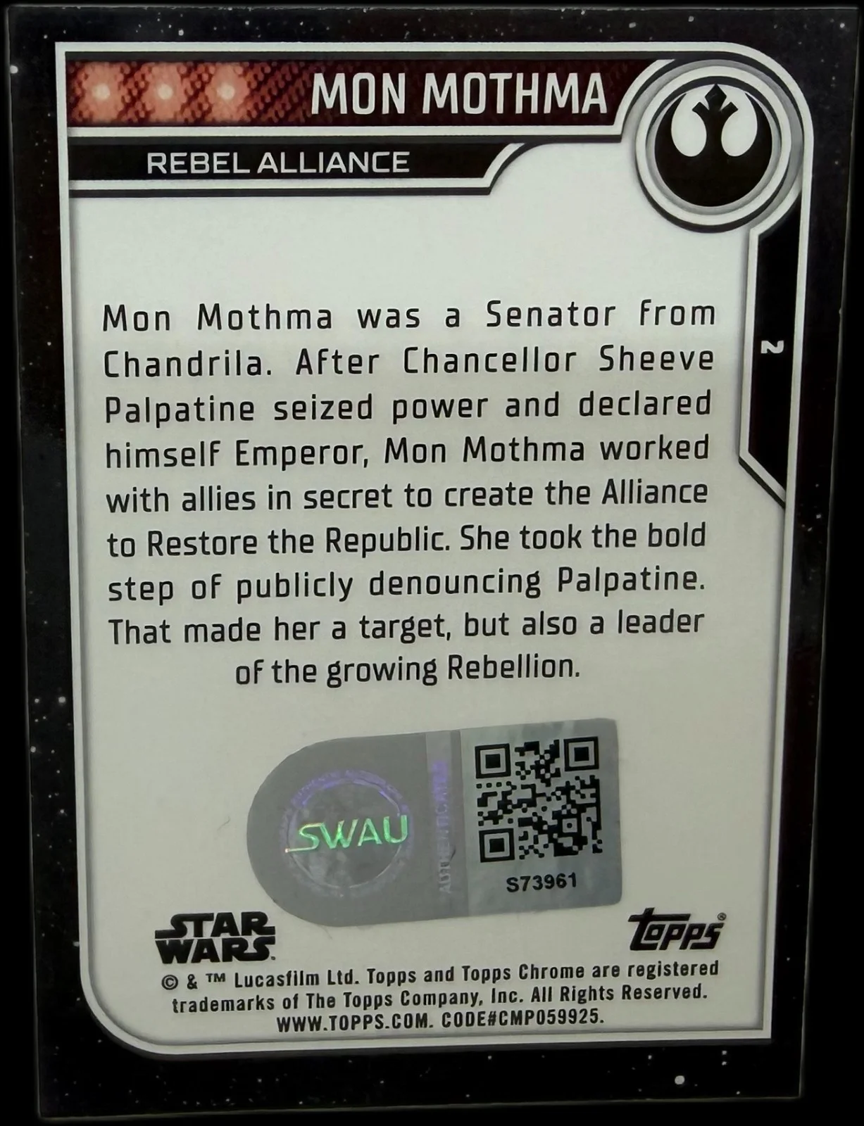 genevieve o'reilly — Genevieve O'Reilly Signed 2023 Topps Chrome Star Wars Mon Mothma #2 SWAU #2, изображение 2