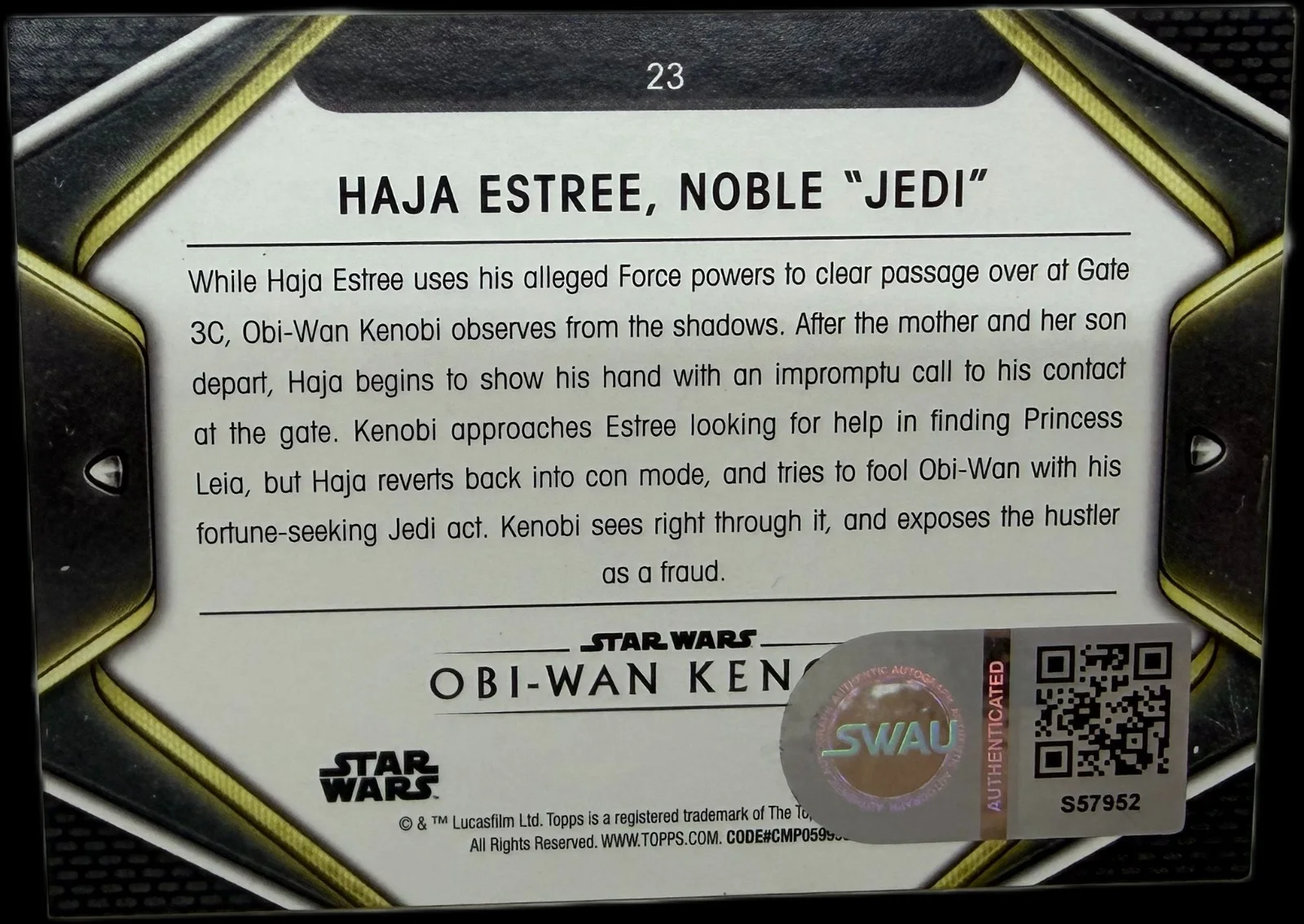 kumail nanjiani — Kumail Nanjiani Signed 2023 Topps Obi-wan Haja Estree #23 Blue Parrallel SWAU, изображение 2