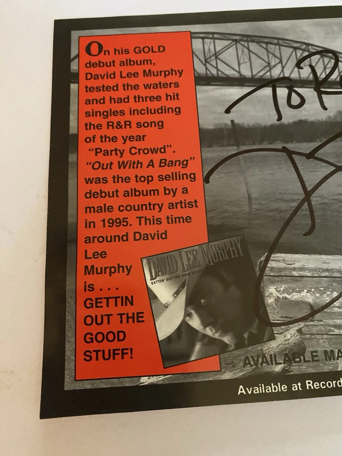 Autographed Music Photo Of David Lee Murphy 5.5x8.5 Getting Out The Good Stuff, изображение 5