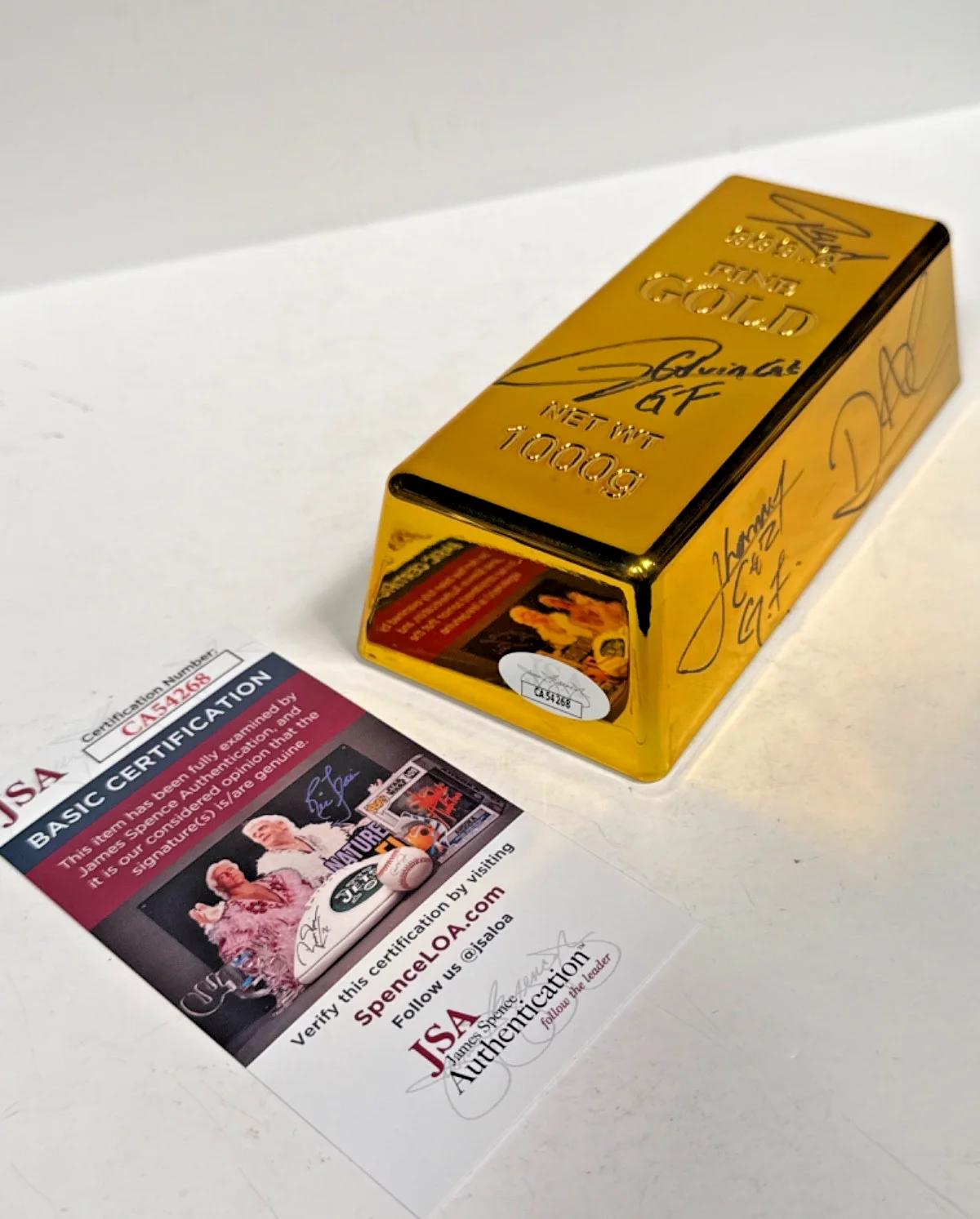 Grupo Firme Eduin Caz Signed Full Band Gold Bar JSA CA54268, изображение 2