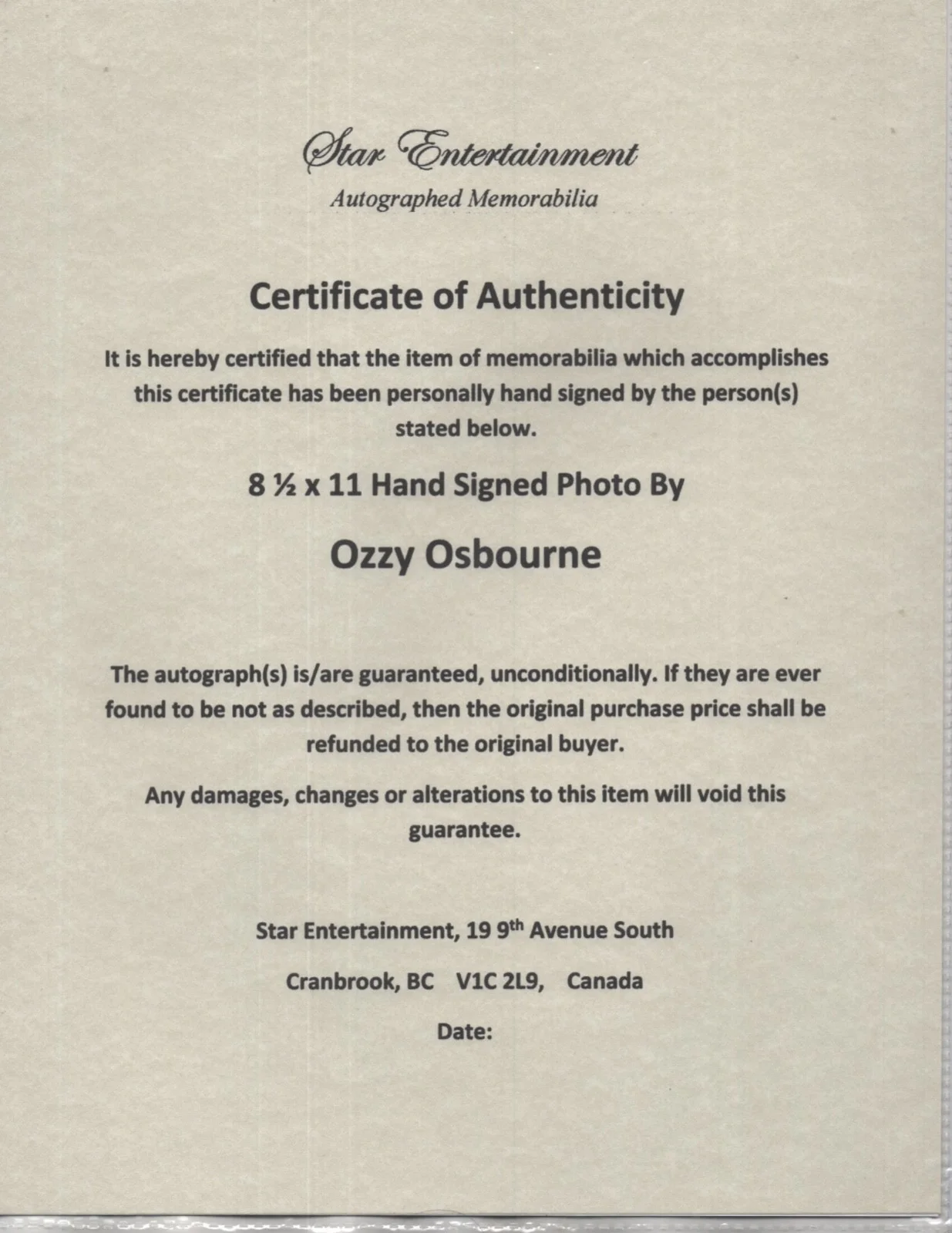 OZZY OSBORN BAND LEADER WILD SINGER from BLACK SABBATH AUTOGRAPH HAND SIGN COA!!, image 2