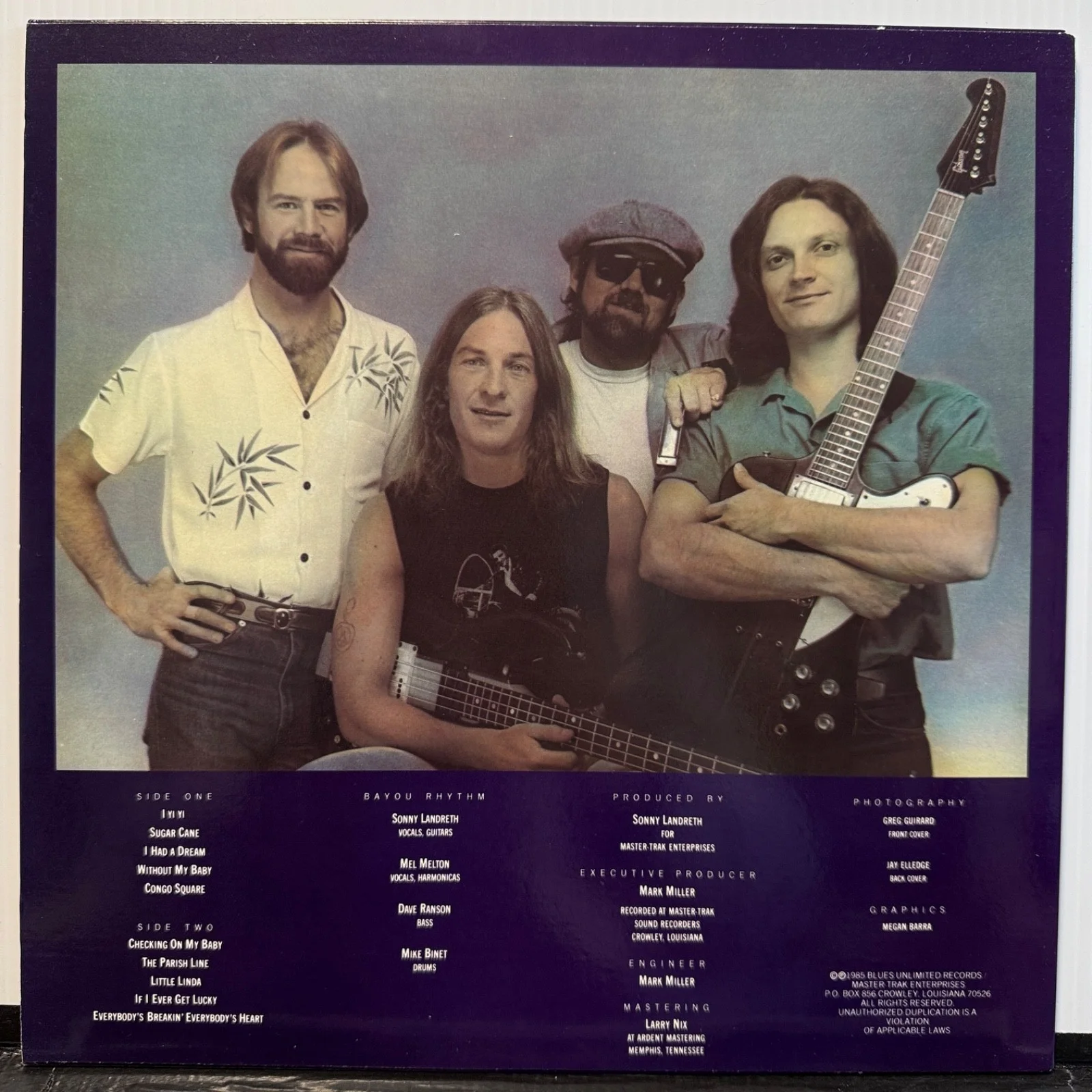 SONNY LANDRETH AND BAYOU RHYTHM "Way Down In Louisiana" AUTOGRAPHED usa vinyl LP, изображение 3