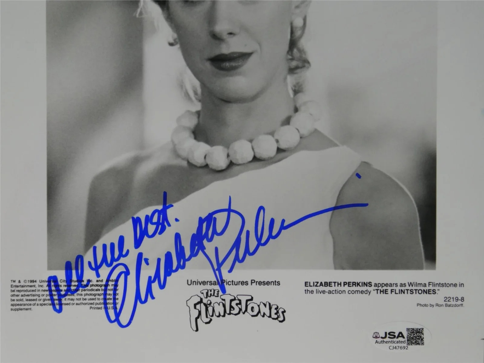 Elizabeth Perkins — Elizabeth Perkins Signed 8x10 Promo Photo The Flintstones Autographed JSA COA, image 3