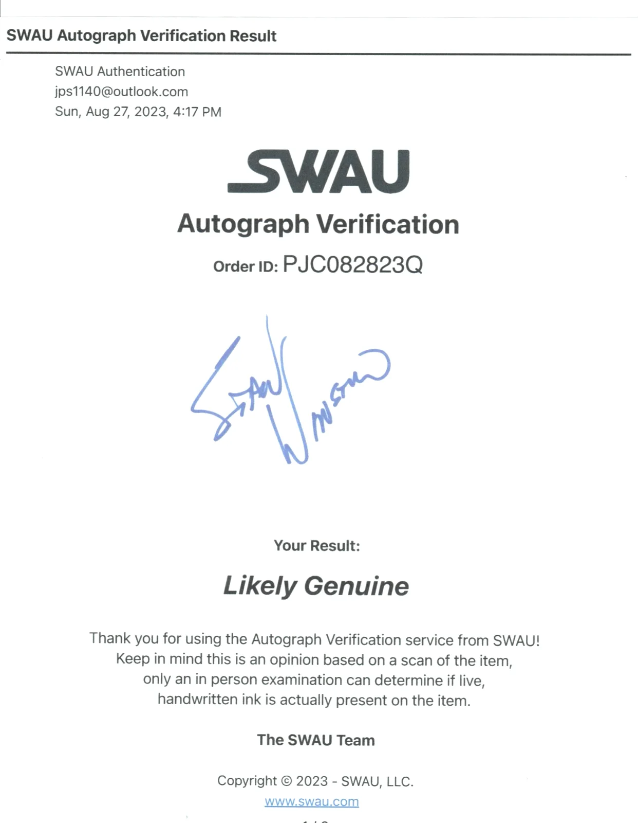 Academy Award Stan Winston Signed 4x6 Index Card Special Make-up Effects SWAU, изображение 2