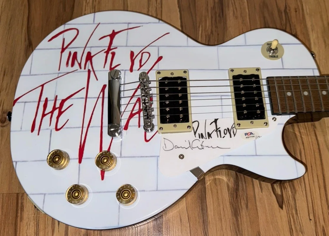 David Gilmour Signed Pink Floyd "The Wall" Les Paul Epiphone Guitar PSA/DNA LOA, изображение 5