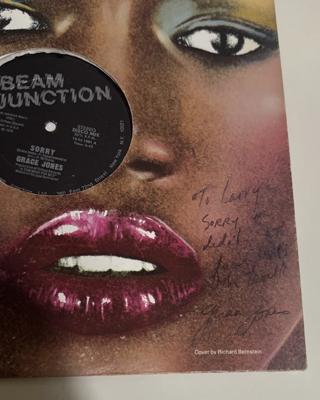 SIGNED Grace Jones Sorry That's The Trouble 12" Vinyl With Note To Producer, изображение 3