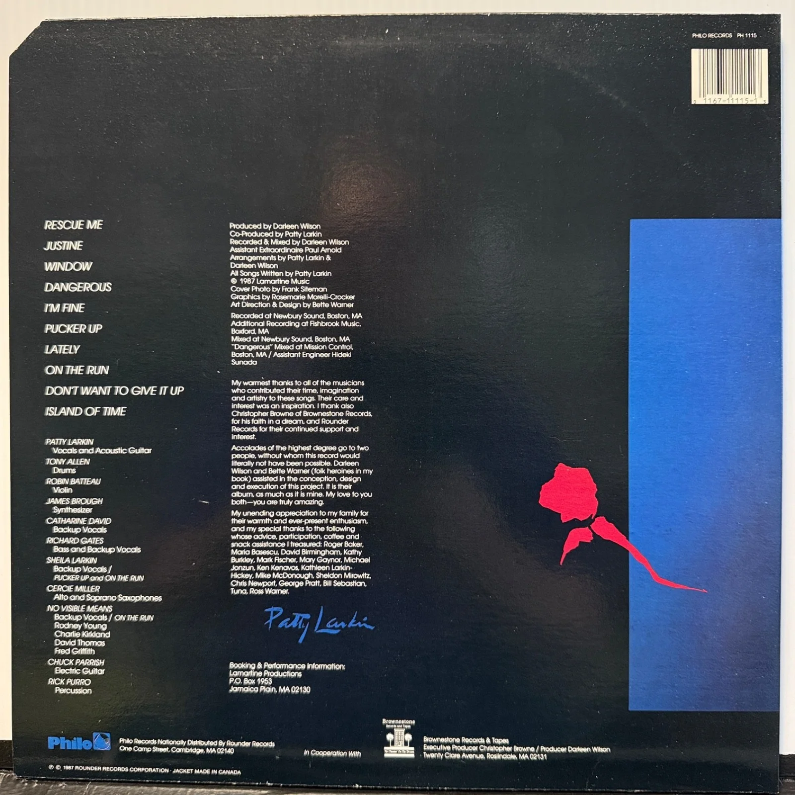 PATTY LARKIN "I'm Fine" AUTOGRAPHED USA vinyl album PHILO PH 1115 ULTRASONIC NM, изображение 3