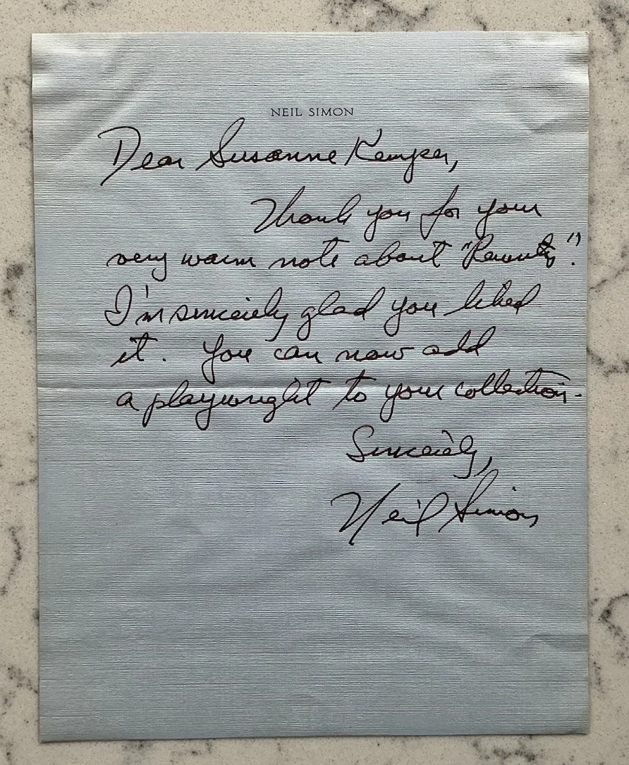 NEIL SIMON ALS AUTOGRAPHED SIGNED LETTER PLAYWRIGHT, image 2