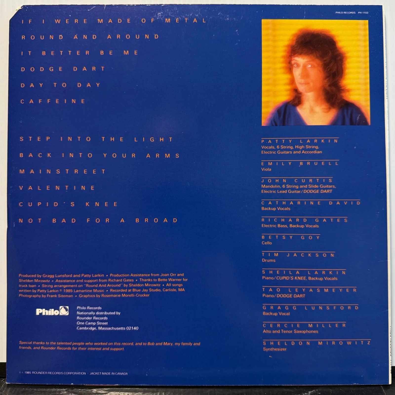 PATTY LARKIN "Step Into The Light" AUTOGRAPHED USA vinyl album PHILO PH 1103 NM, image 3