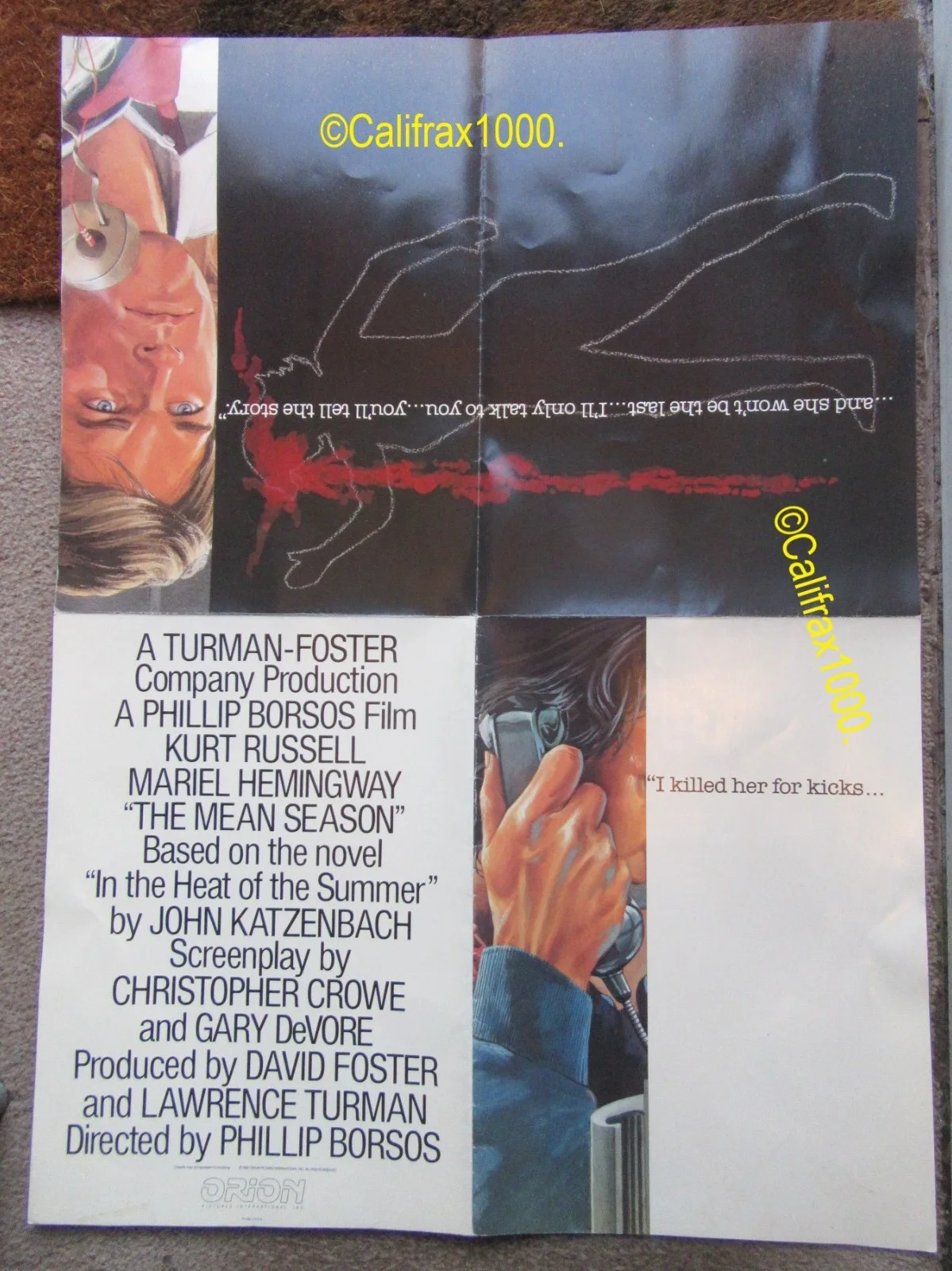 Mean season promo film poster: 1985 Kurt Russell, Mariel Hemingway, изображение 4