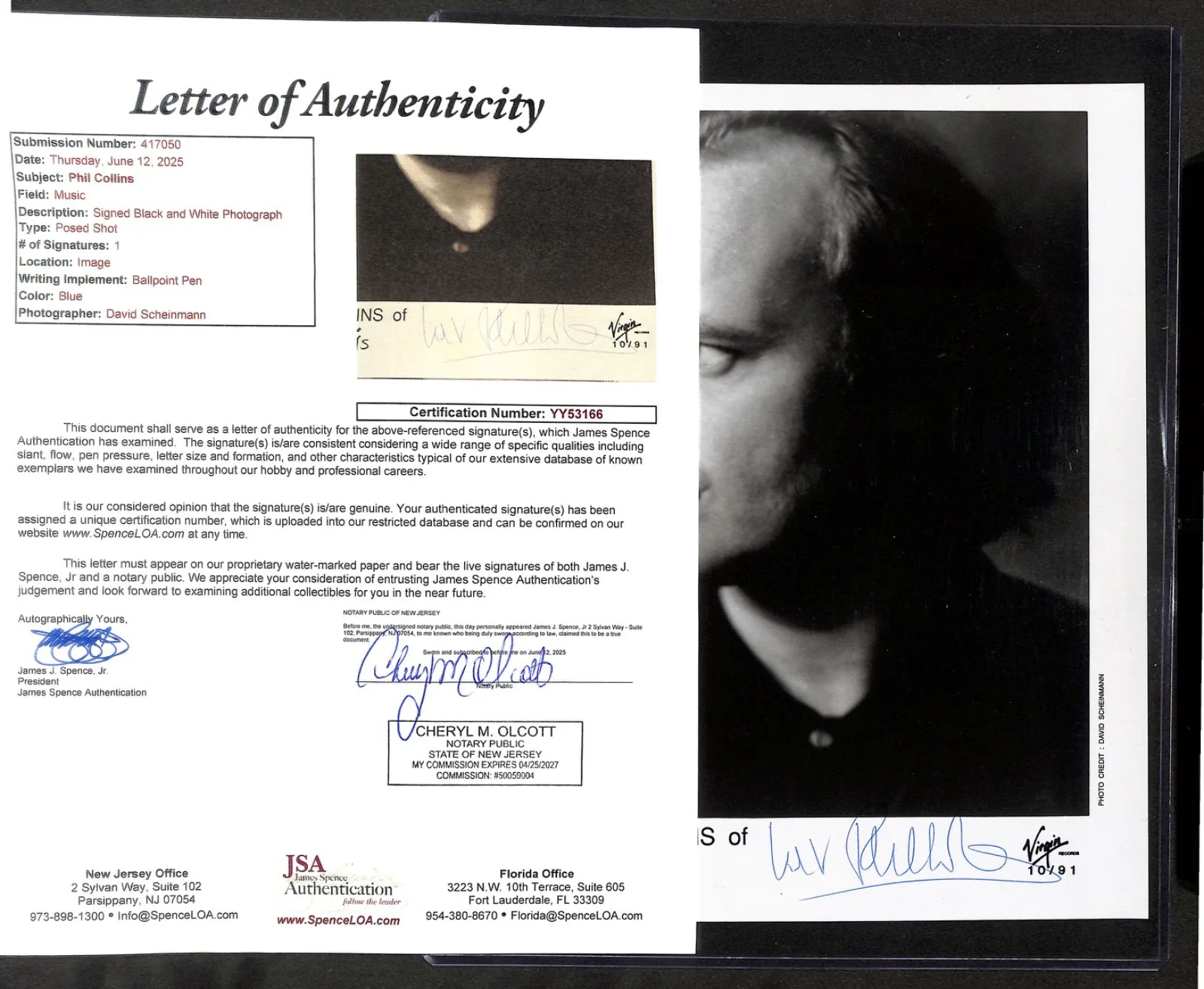 Phil Collins 8”x10” Photograph Autograph JSA Authentic, image 2