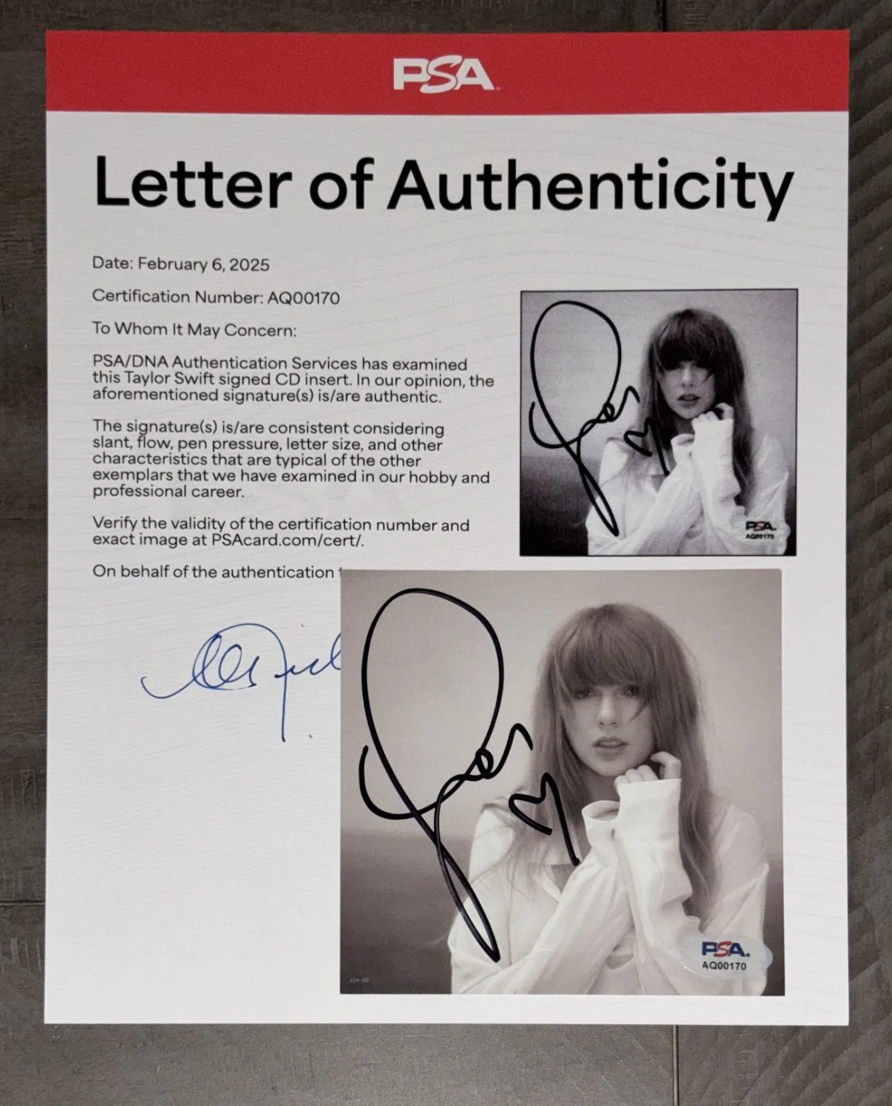 Taylor Swift Tortured Poets Department Signed HEART PSA + COA + Frame Kit #170, image 5
