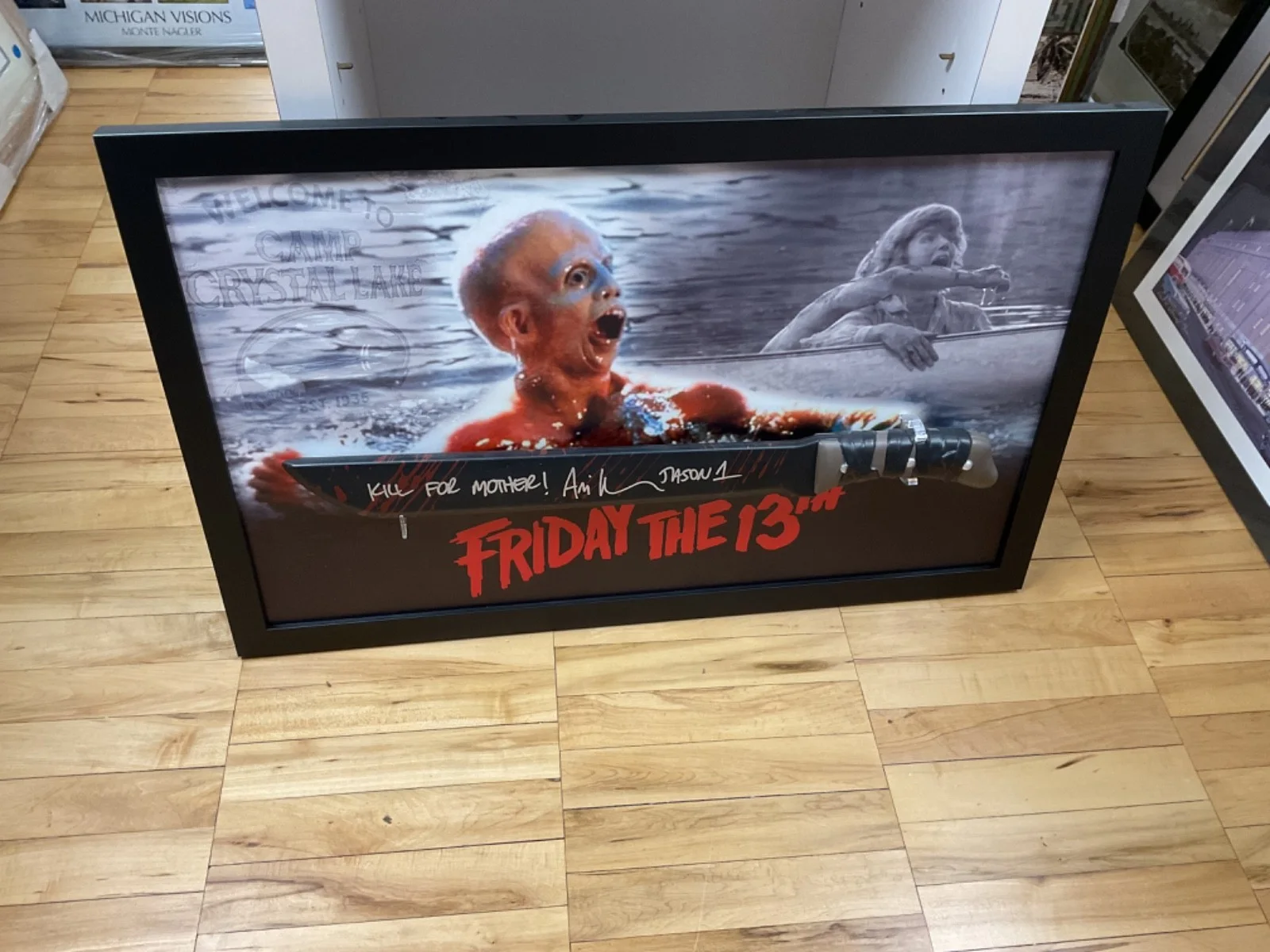 Ari Lehman — Friday The 13th Ari Lehman Signed Replica Jason Machete Framed Display TRISTAR, image 2