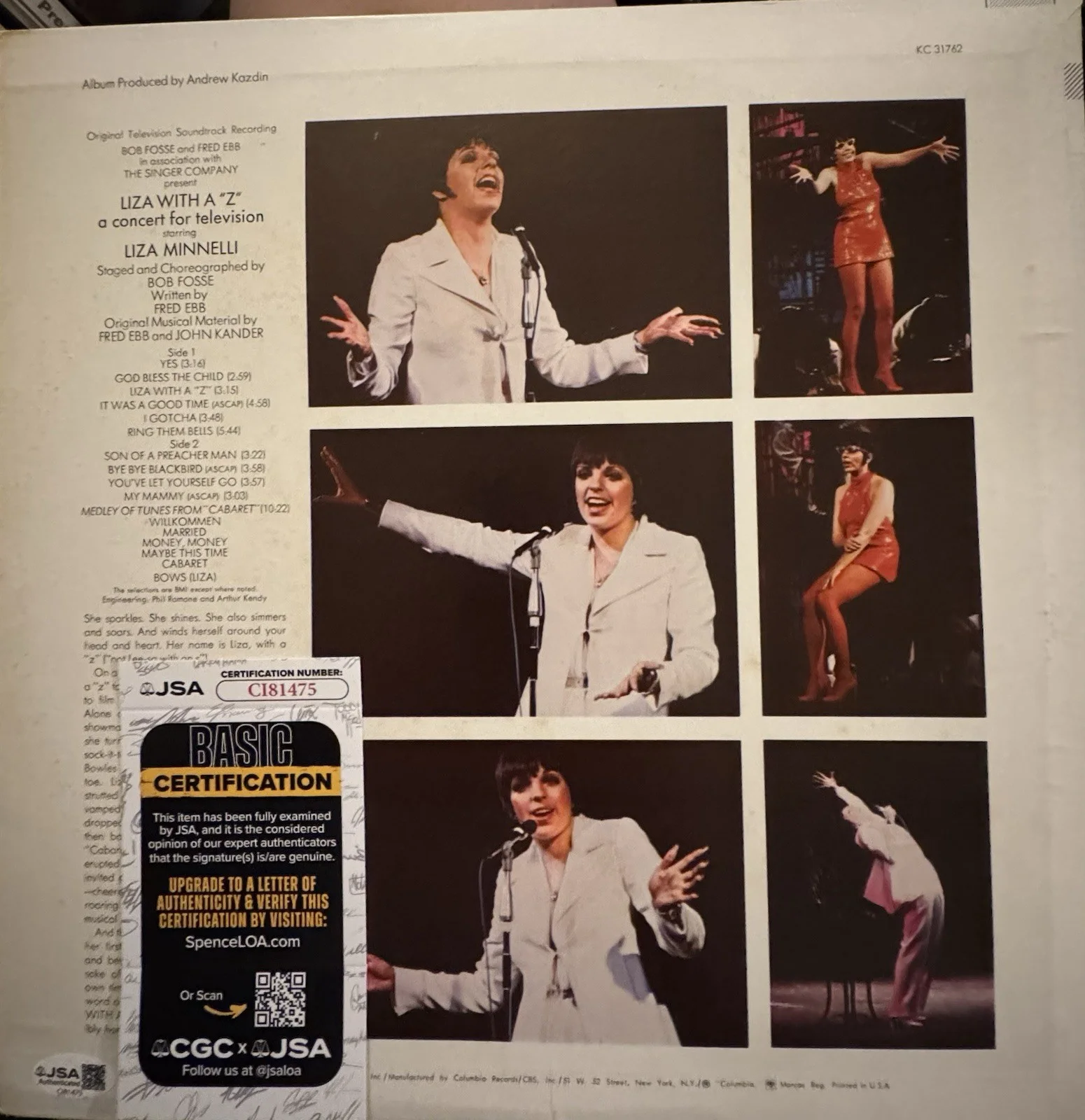 Liza Minnelli Signed Autographed LIZA WITH A Z , Lp , JSA Authentication, image 2