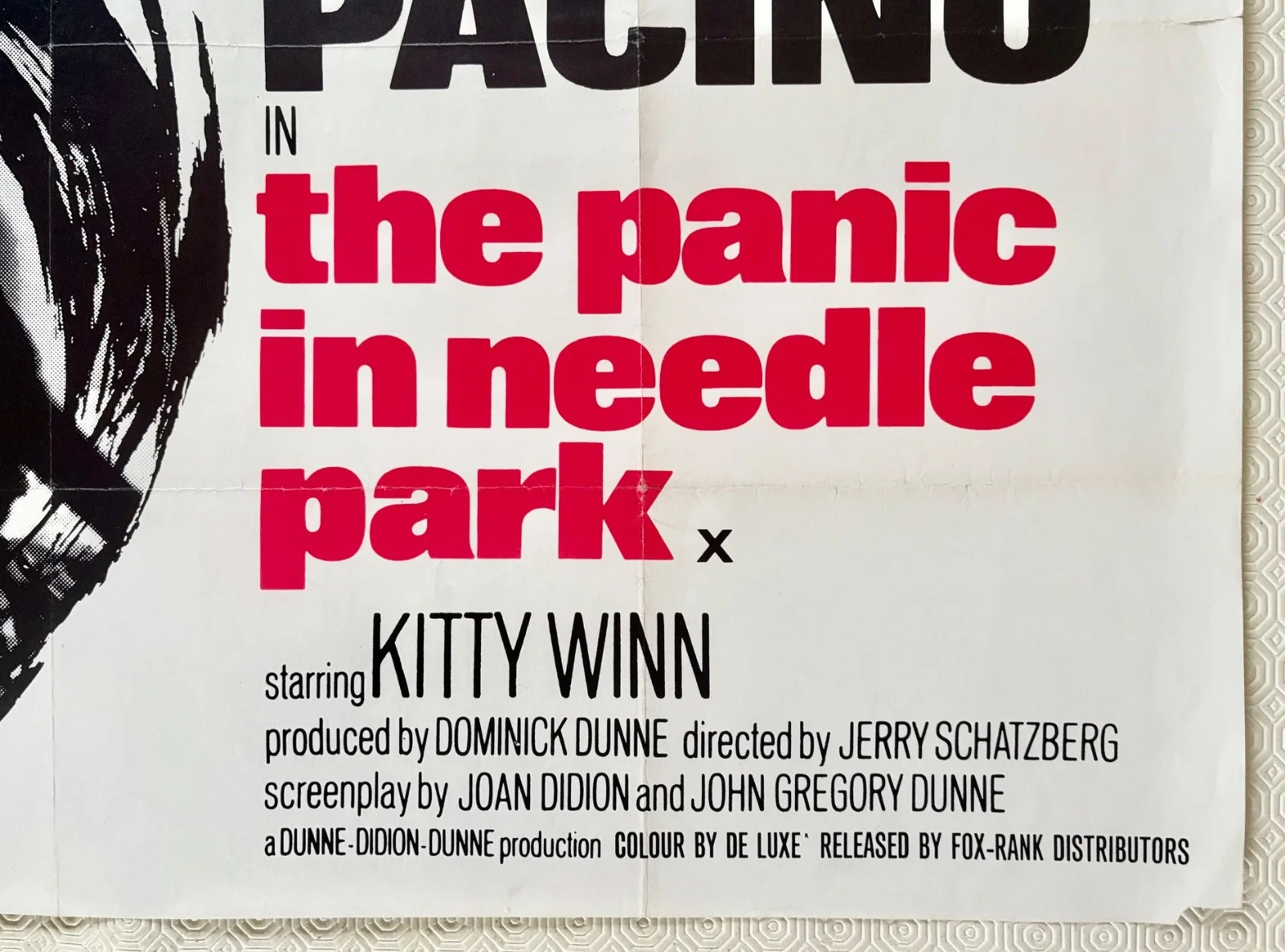 The Panic In Needle Park Original 1971 Quad Poster Al Pacino Kitty Winn, изображение 3