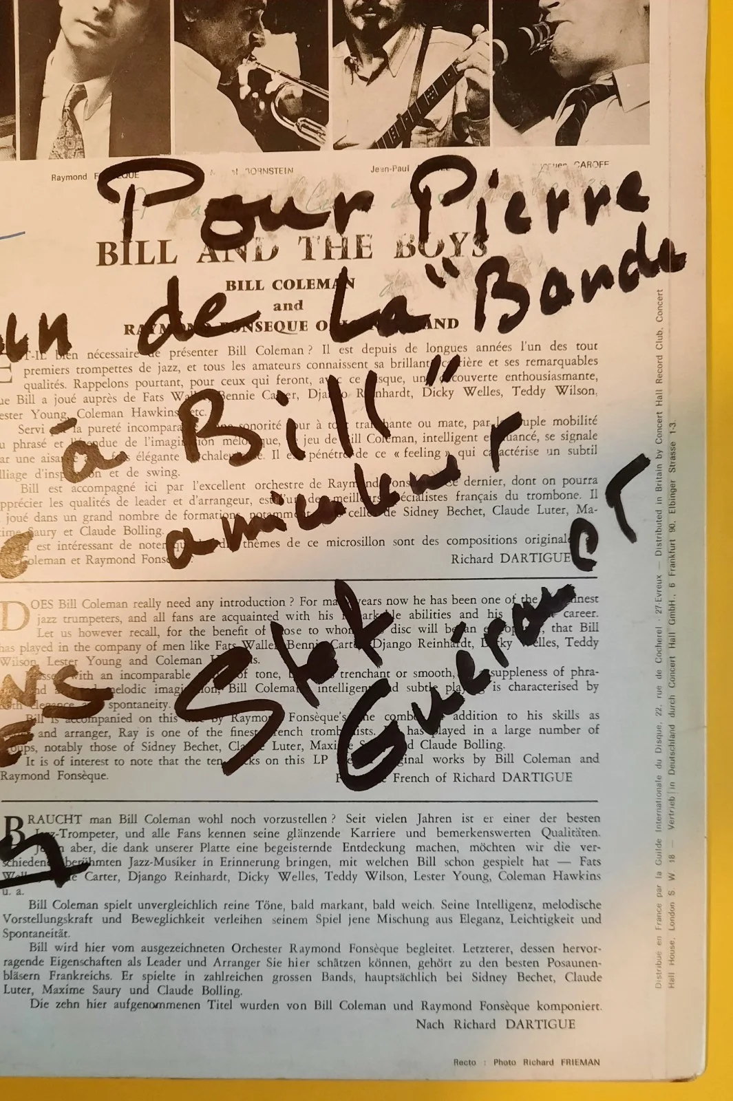 Bill Coleman (1904-1981) - Jazz trumpeter - Rare signed Jazz LP - 1978, изображение 4