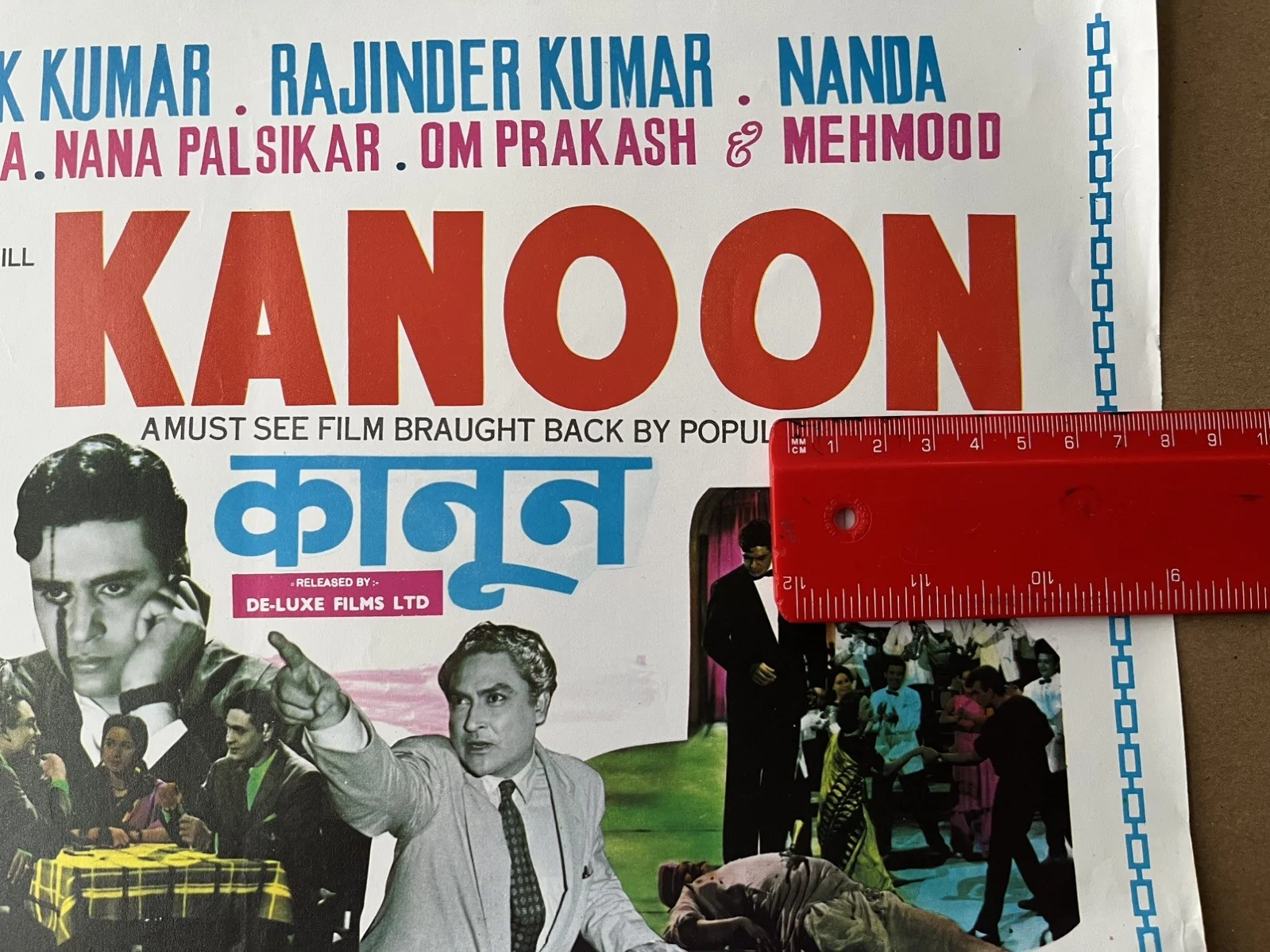 KANOON (1960) Poster / Flyer Bollywood Film Ashok Kumar , Rajendra Kumar , Nanda, изображение 3