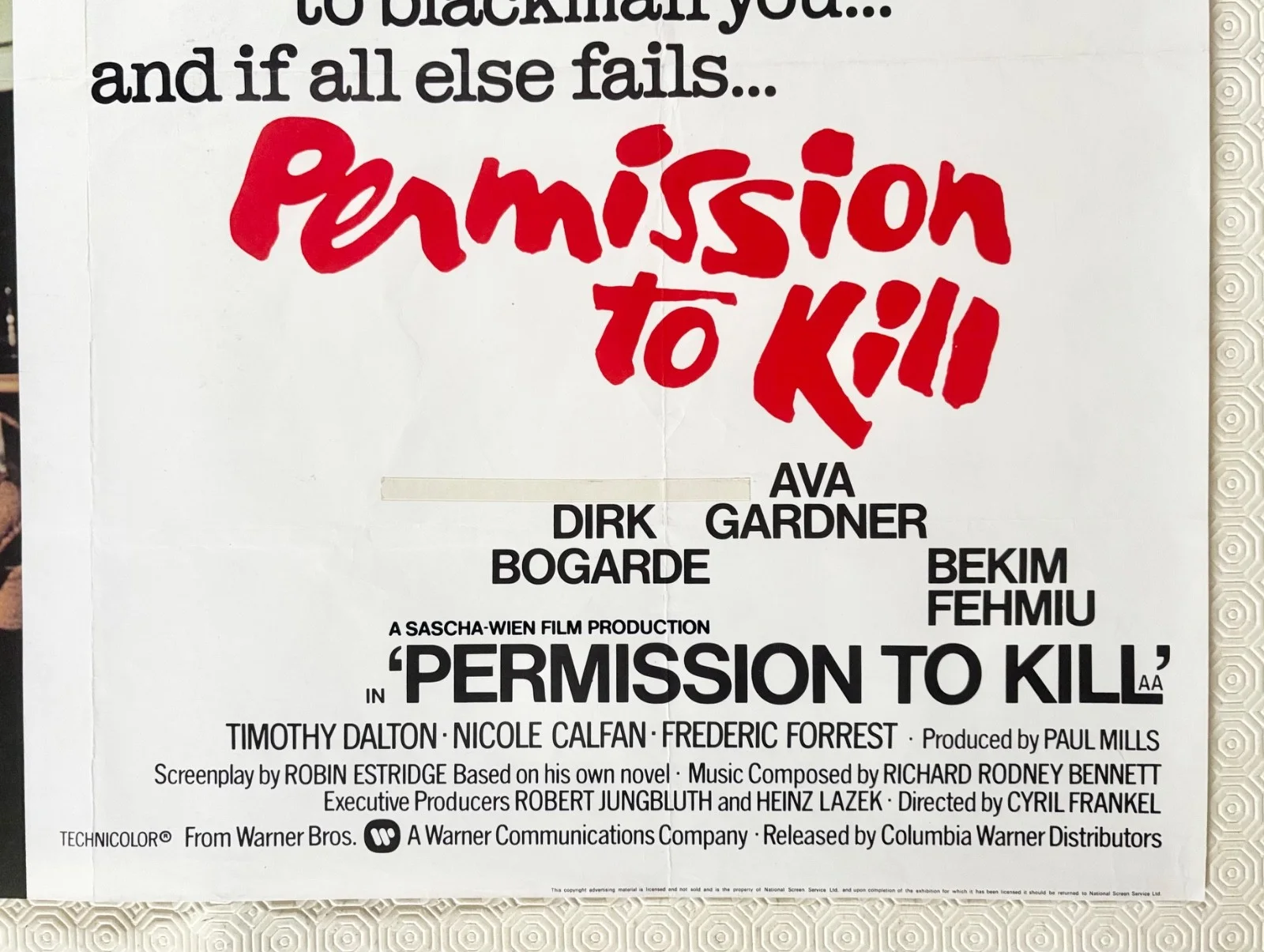 Permission To Kill Original 1975 Quad Poster Dirk Bogarde Ava Gardner, image 3
