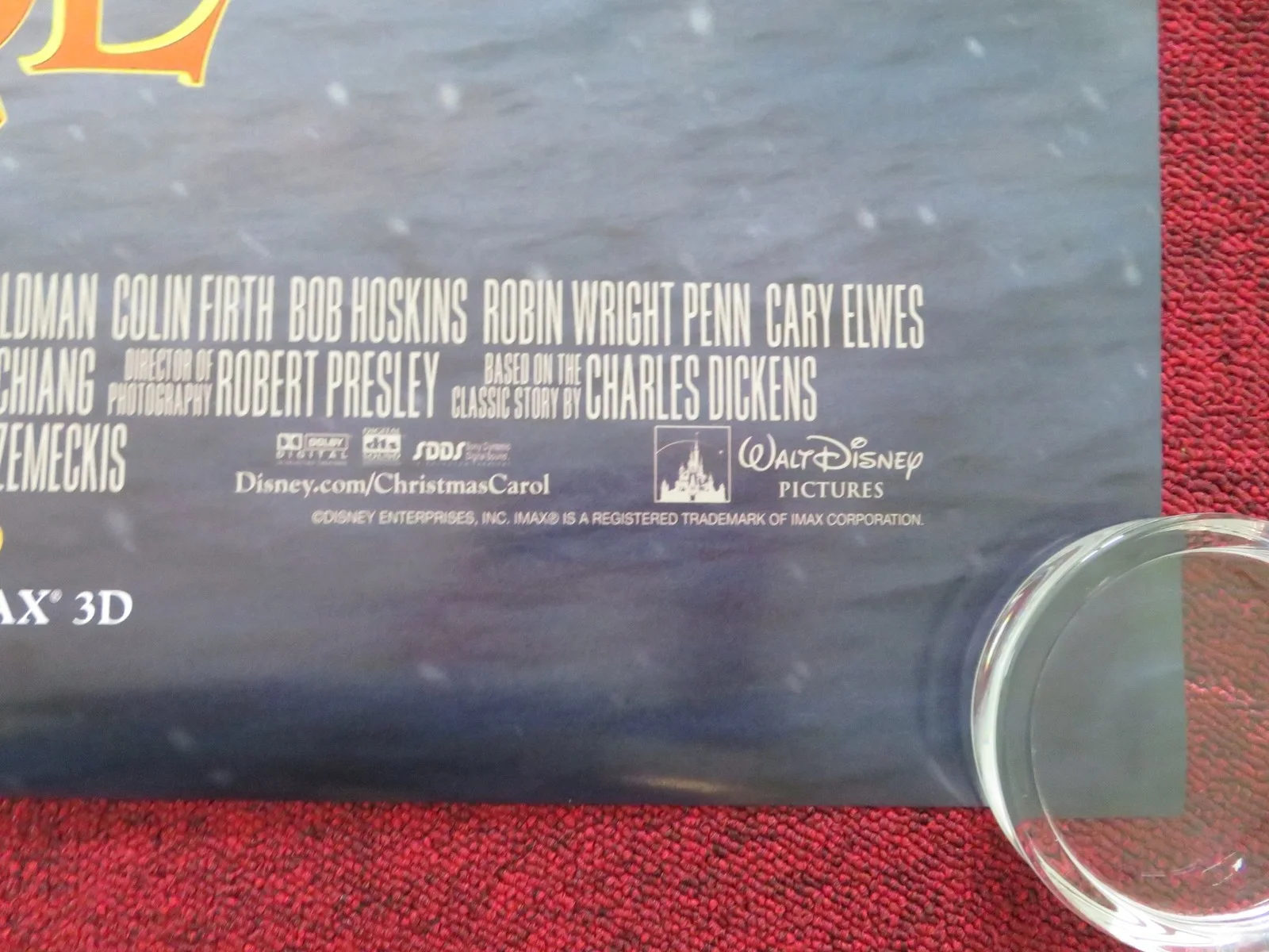 A CHRISTMAS CAROL US ONE SHEET ROLLED POSTER DISNEY JIM CARREY S. VALENTINE 2009, изображение 5