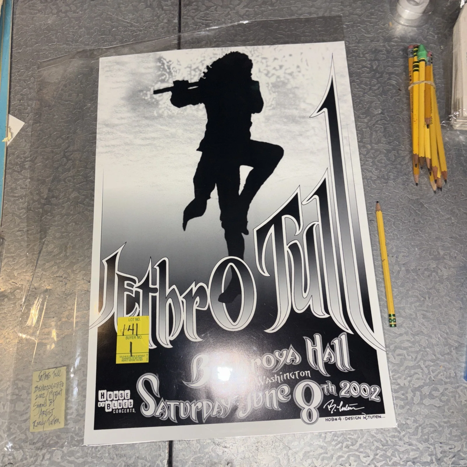 Jethro Tull 2002 Poster Signed by Artist Randy Tuten Autographed, изображение 2