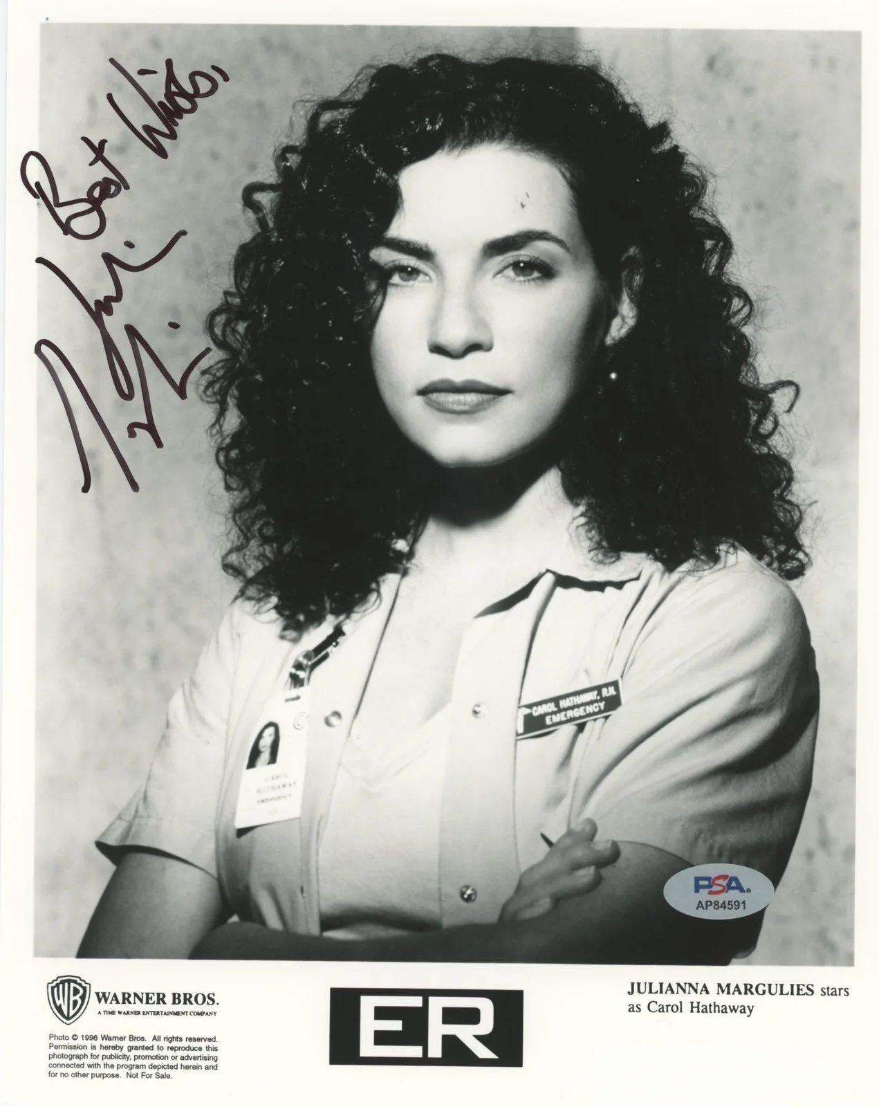 Julianna Margulies — Julianna Margulies E.R. "Best Wishes" Authentic Signed 8x10 Photo PSA #AP84591