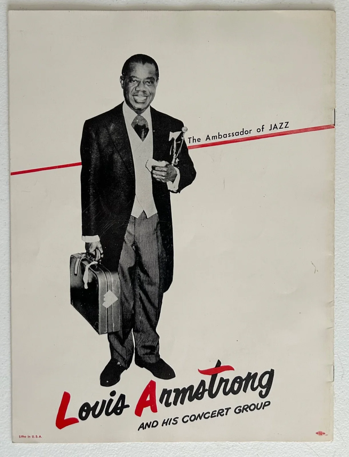 Rare Louis Armstrong SATCHMO Autographed Program w/ Velma Middleton - Roxy 1957, image 4