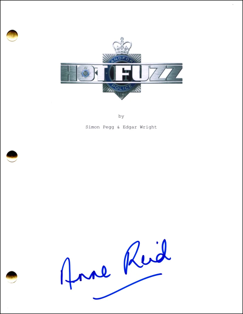 Anne Reid — Anne Reid Signed Autograph Hot Fuzz Full Movie Script Screenplay - Leslie Tiller
