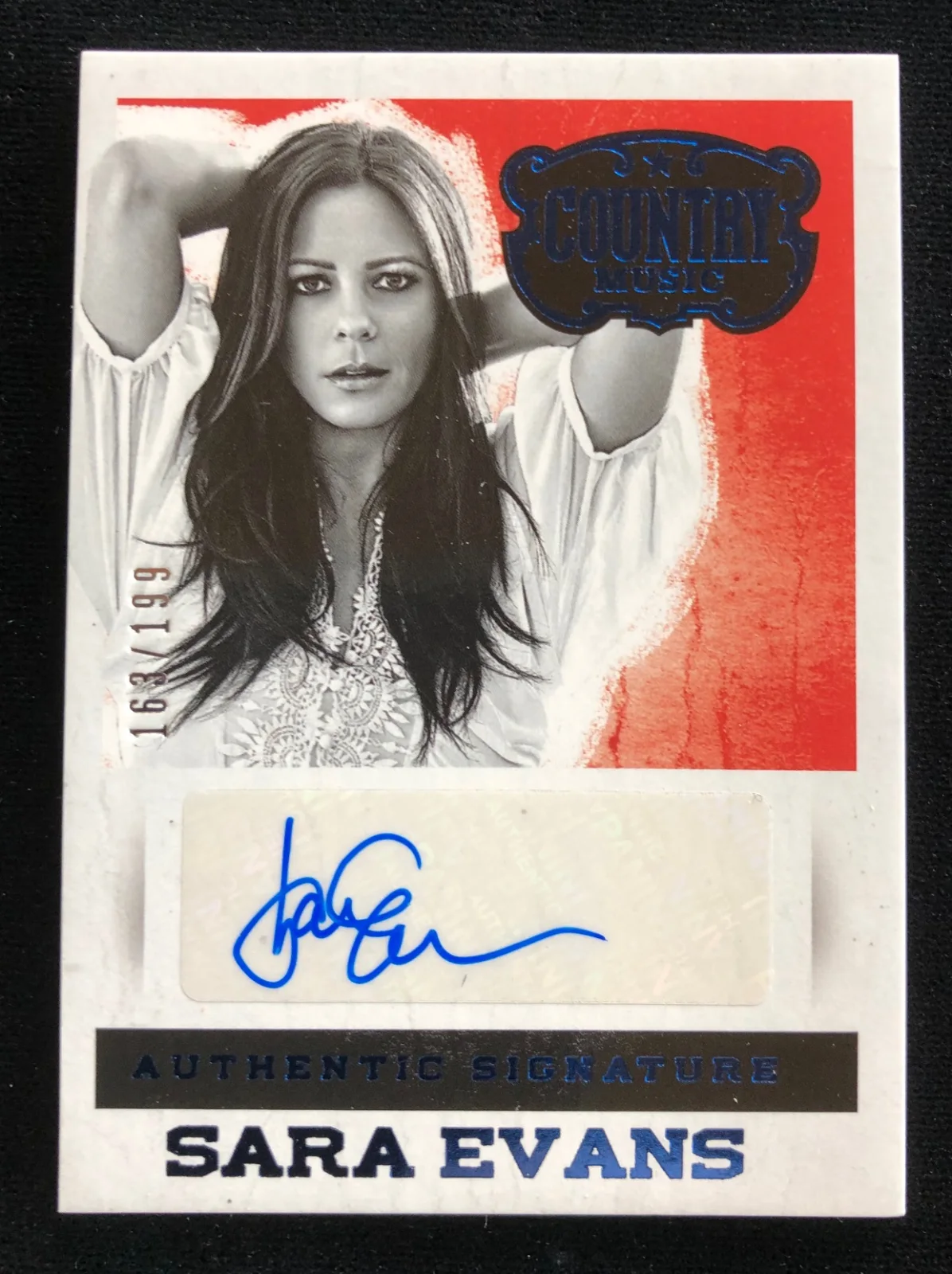 SARA EVANS 2014 PANINI COUNTRY AUTOGRAPH SIGNED AUTO & BLUE FOIL CARD LOT / 199, image 2