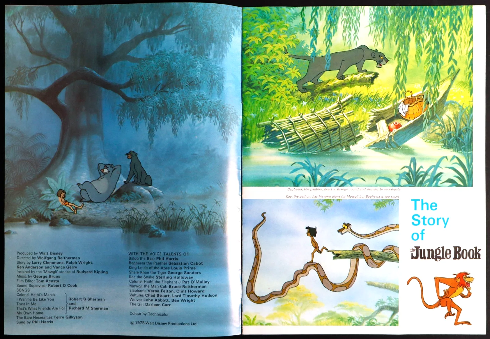 Jungle Book ORIGINAL Film Movie Brochure Walt Disney 1975 RERELEASE, изображение 2