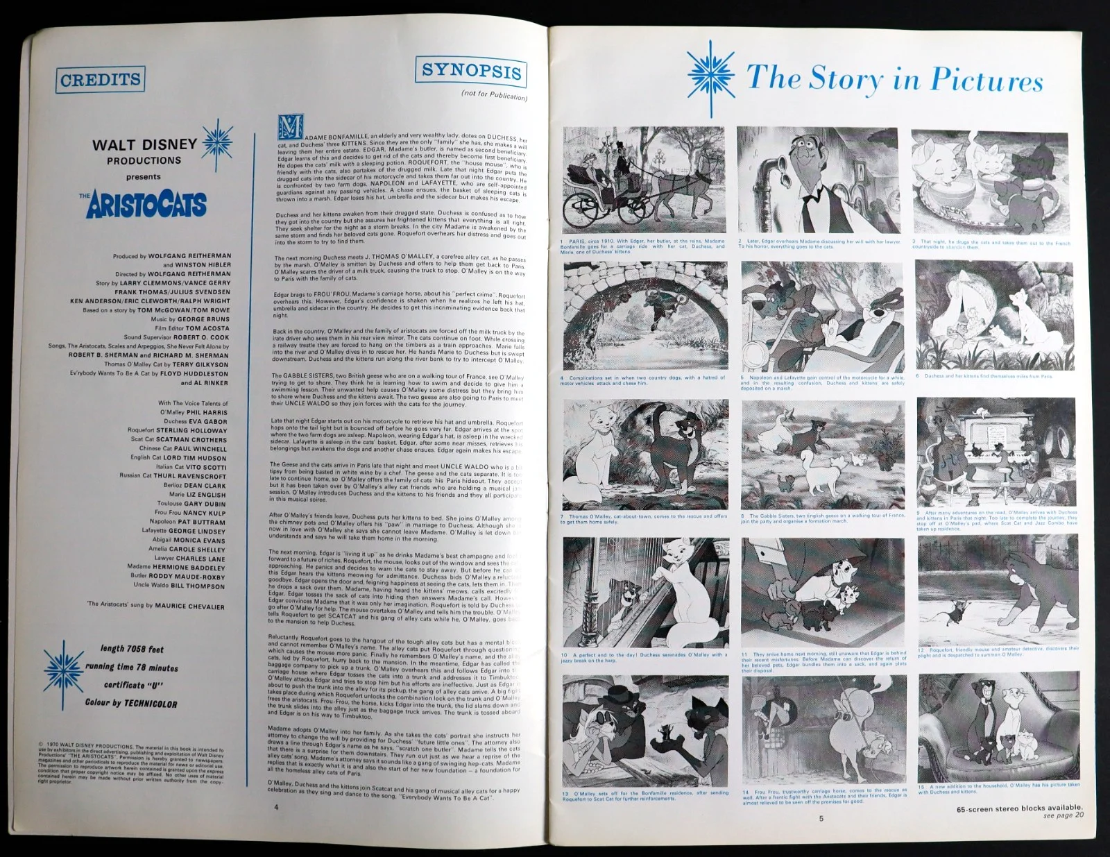 Aristocats ORIGINAL UK Campaign Press Book Walt Disney 1970, изображение 2