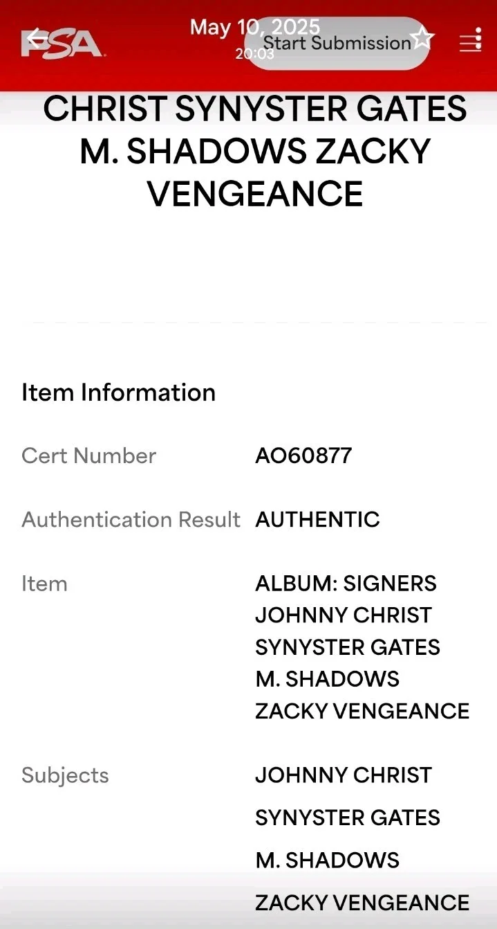 Avenged Sevenfold SIGNED M.Shadows + 3 S/T Vinyl Record LP PSA RARE ! A7X 4 Lif, image 3