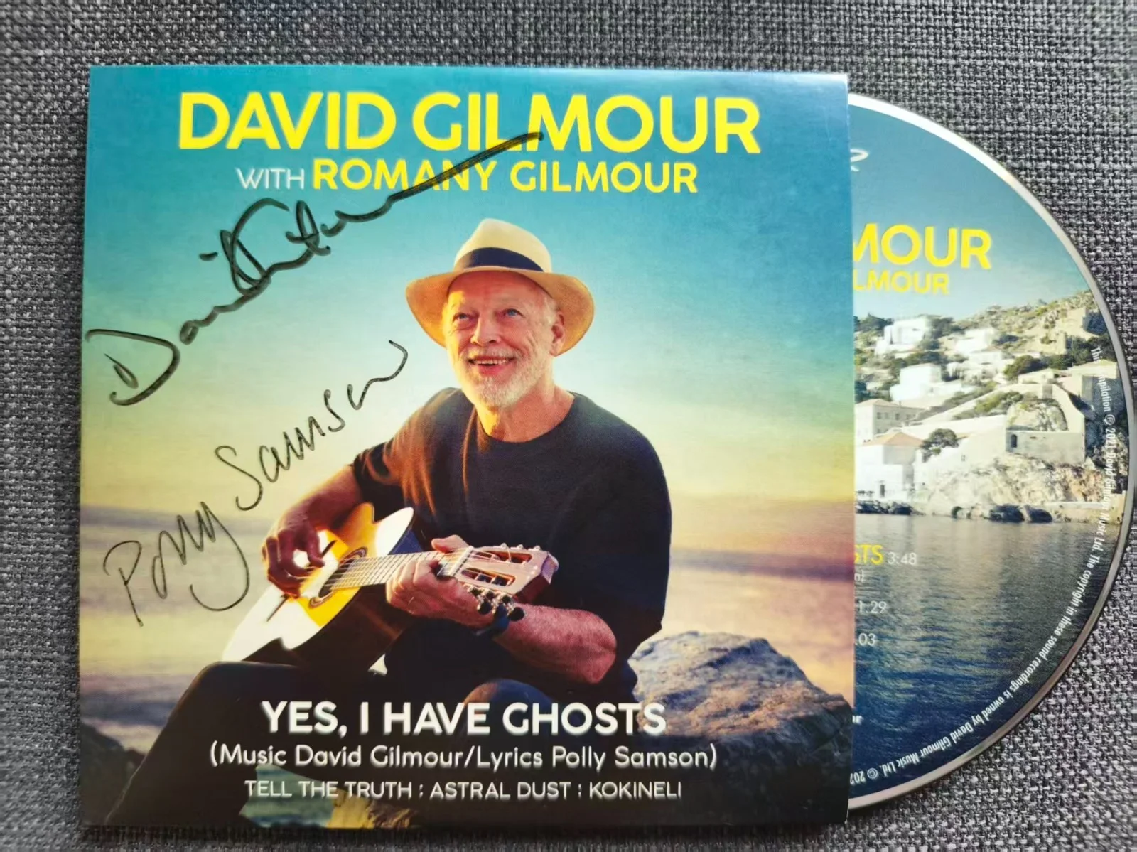 David Gilmour Polly Samson signed autographed CD book original rock great, image 2