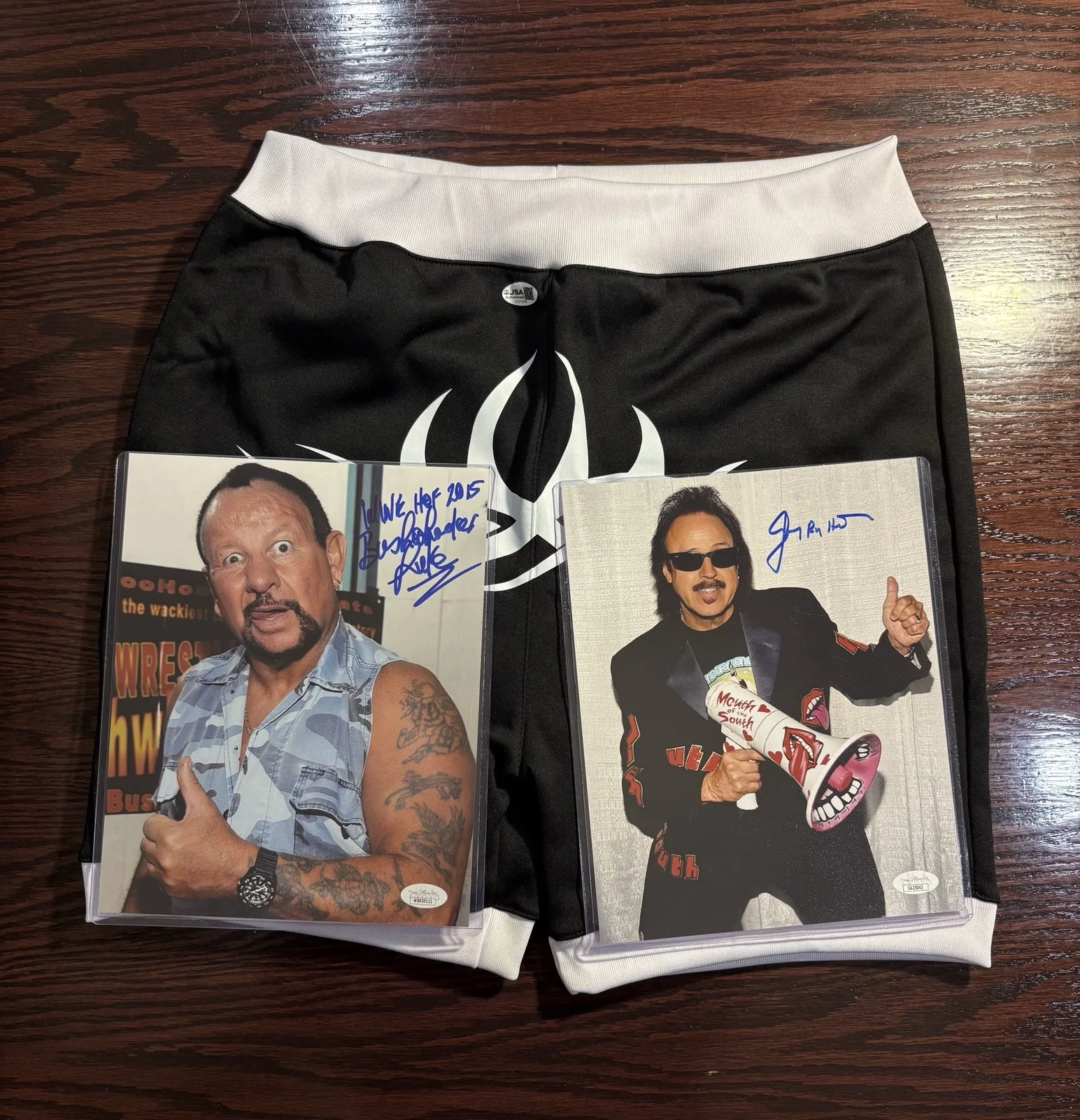 Jimmy Hart — WWE Goldberg Signed Trunks, Glove, Hart & Bushwacker Signed Photos,JSA Auth, image 2
